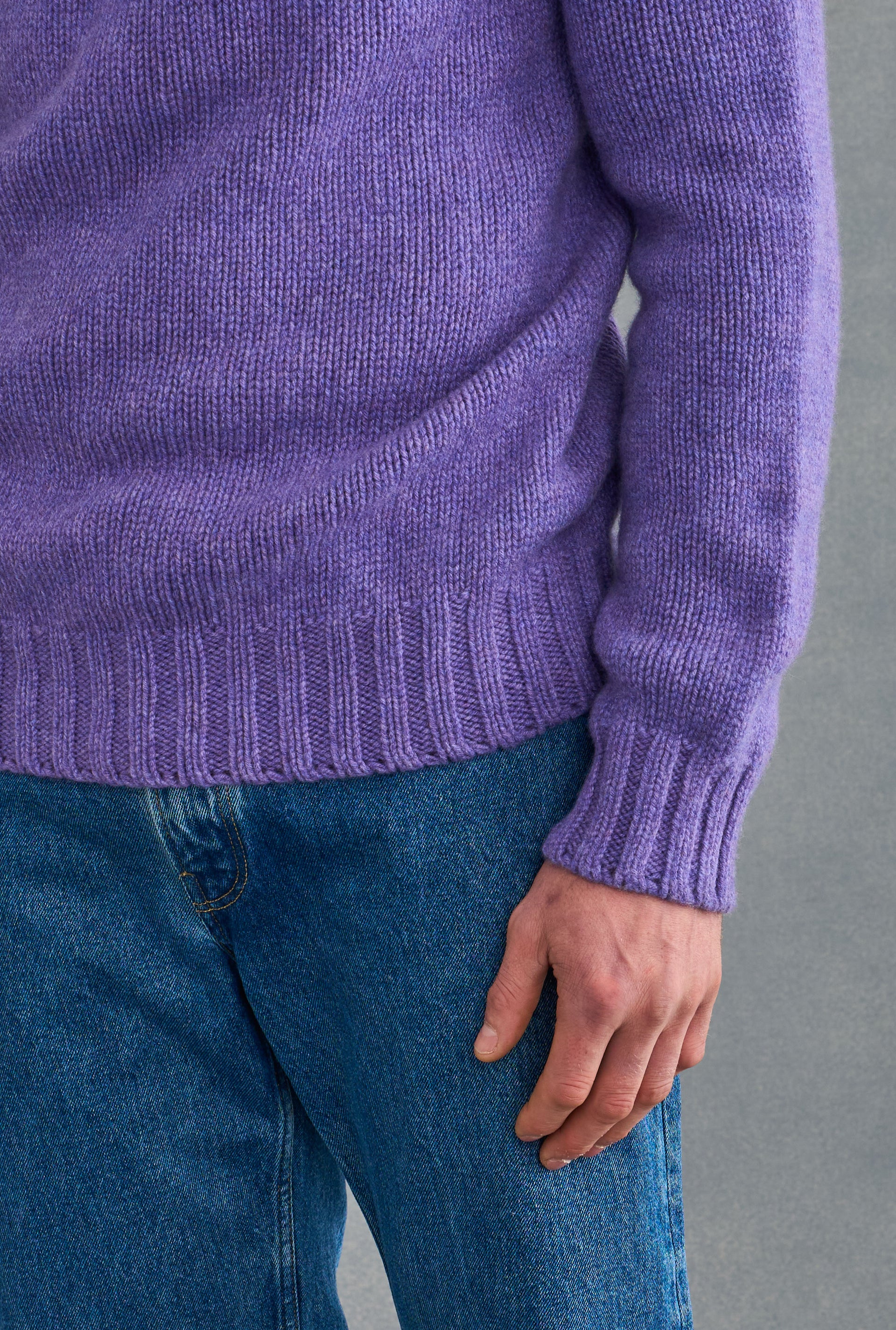 Purple Lambswool Roll Neck Jumper