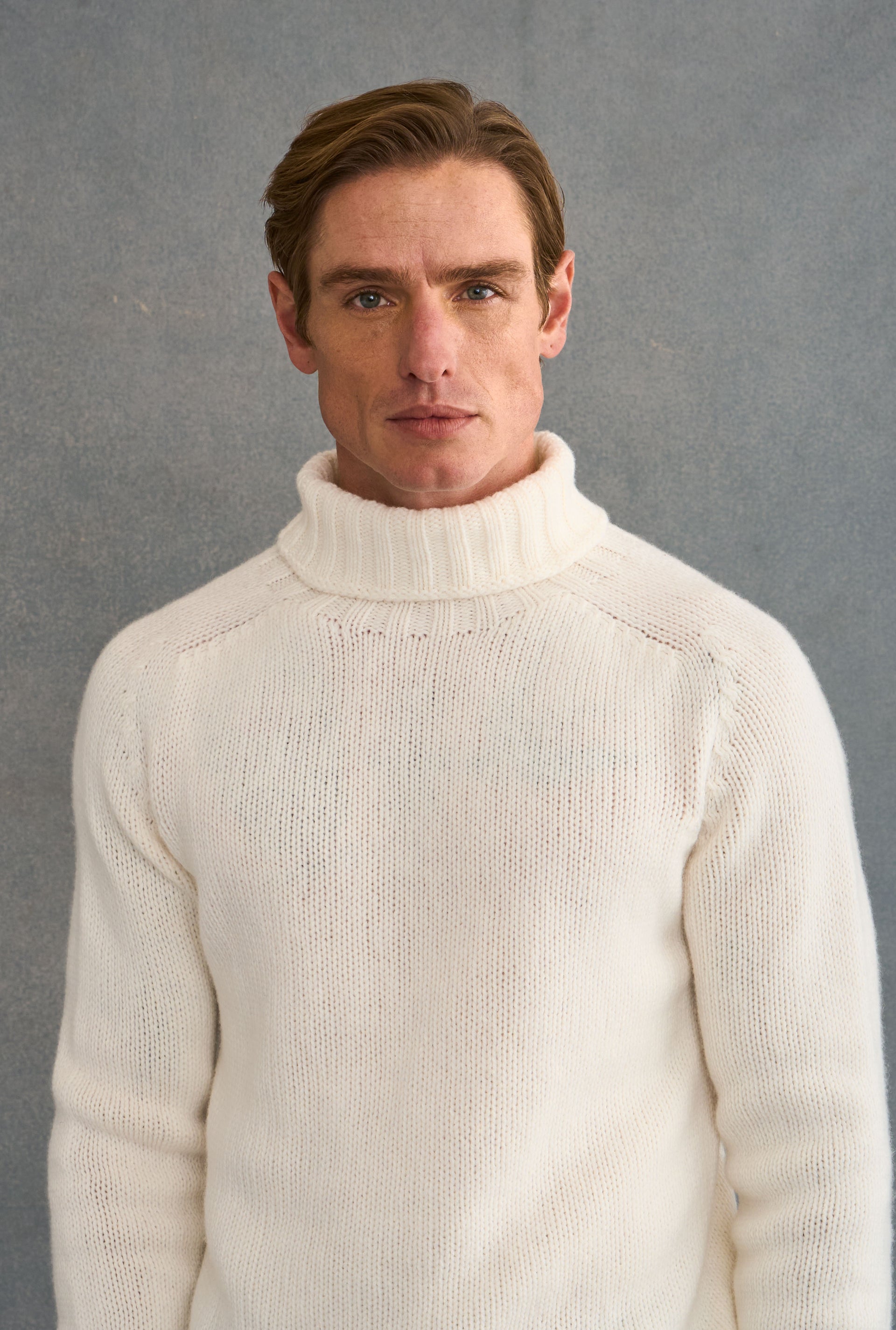 Cream Lambswool Roll Neck Jumper