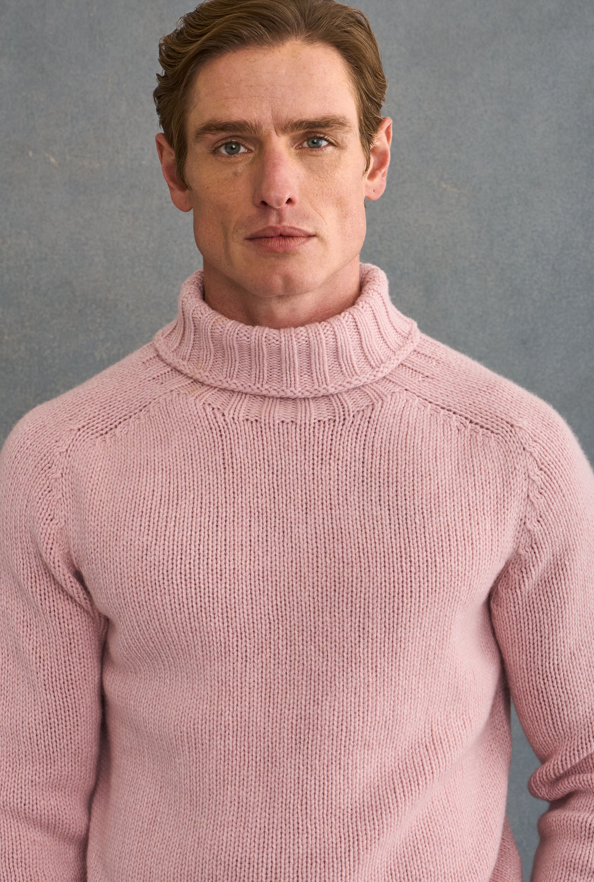 Pink Lambswool Roll Neck Jumper