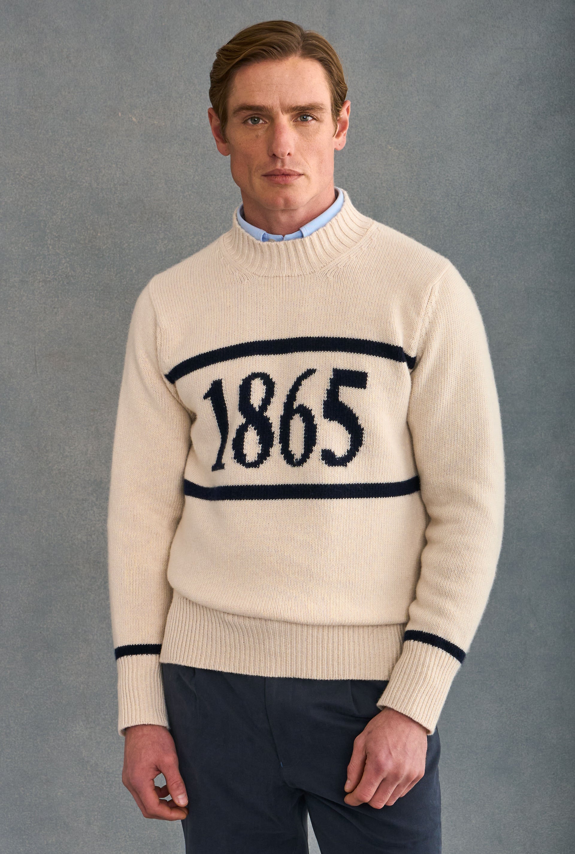 Cream Anniversary Crew Neck Wool Jumper
