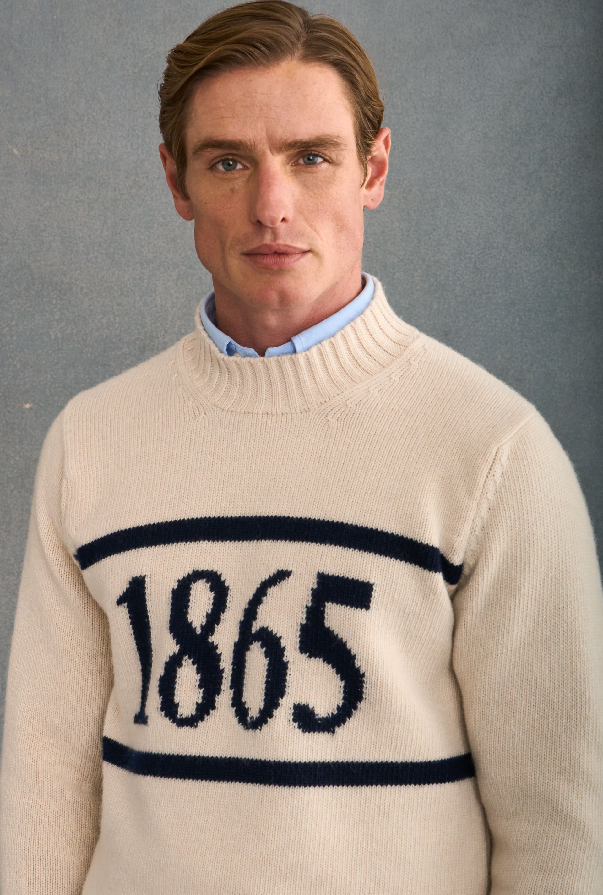 Cream Anniversary Crew Neck Wool Jumper