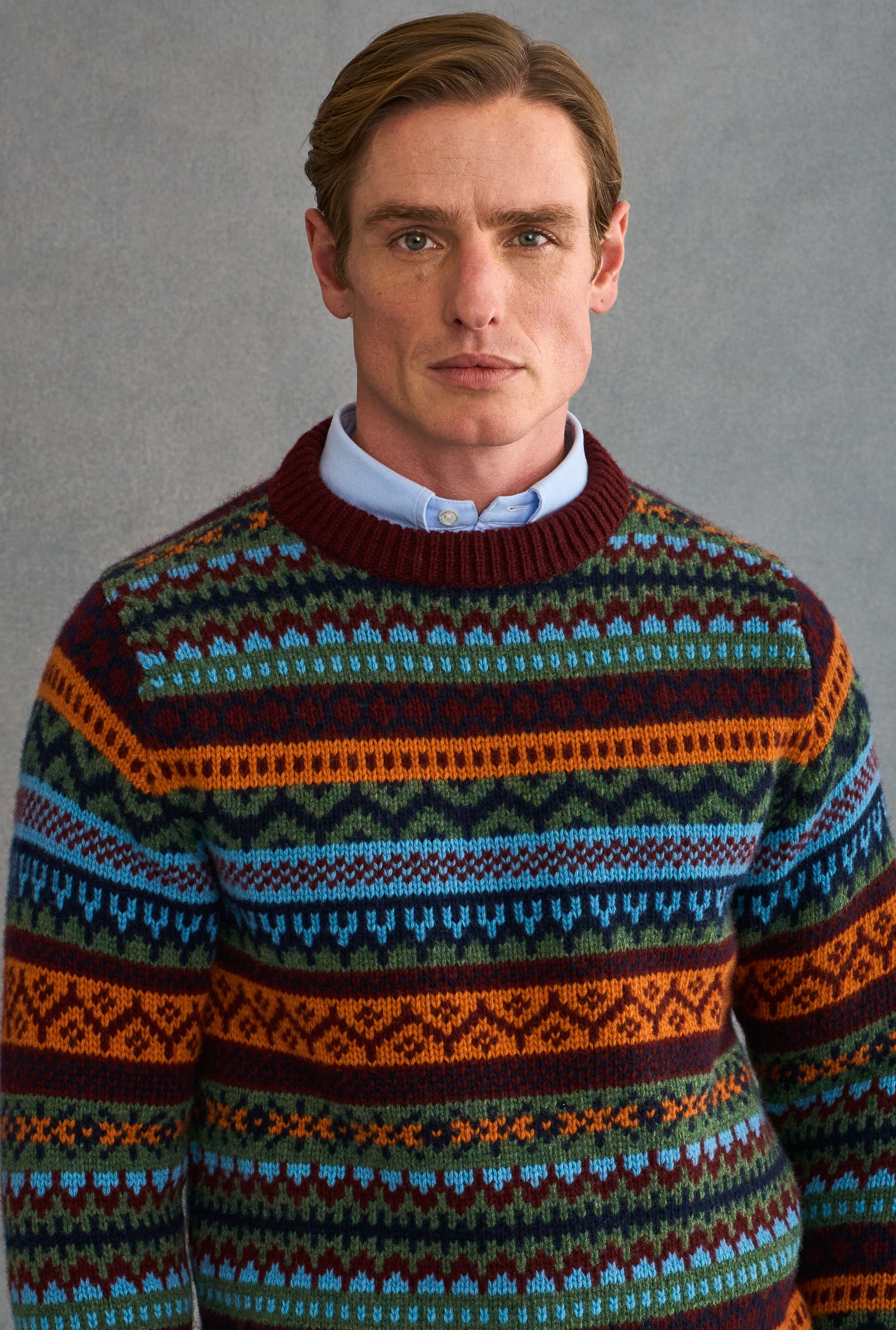 Burgundy & Green Fair Isle Jumper