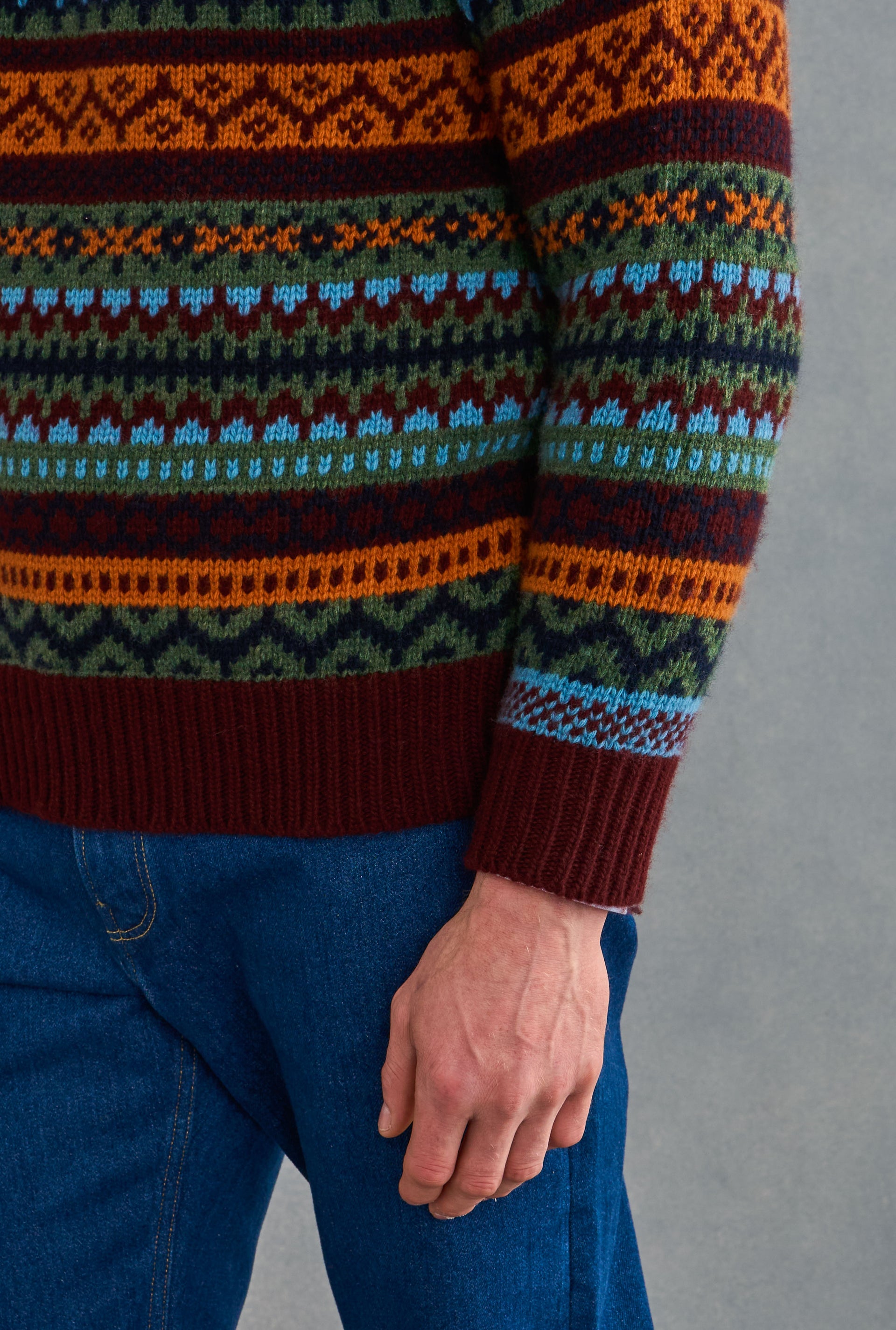 Burgundy & Green Fair Isle Jumper