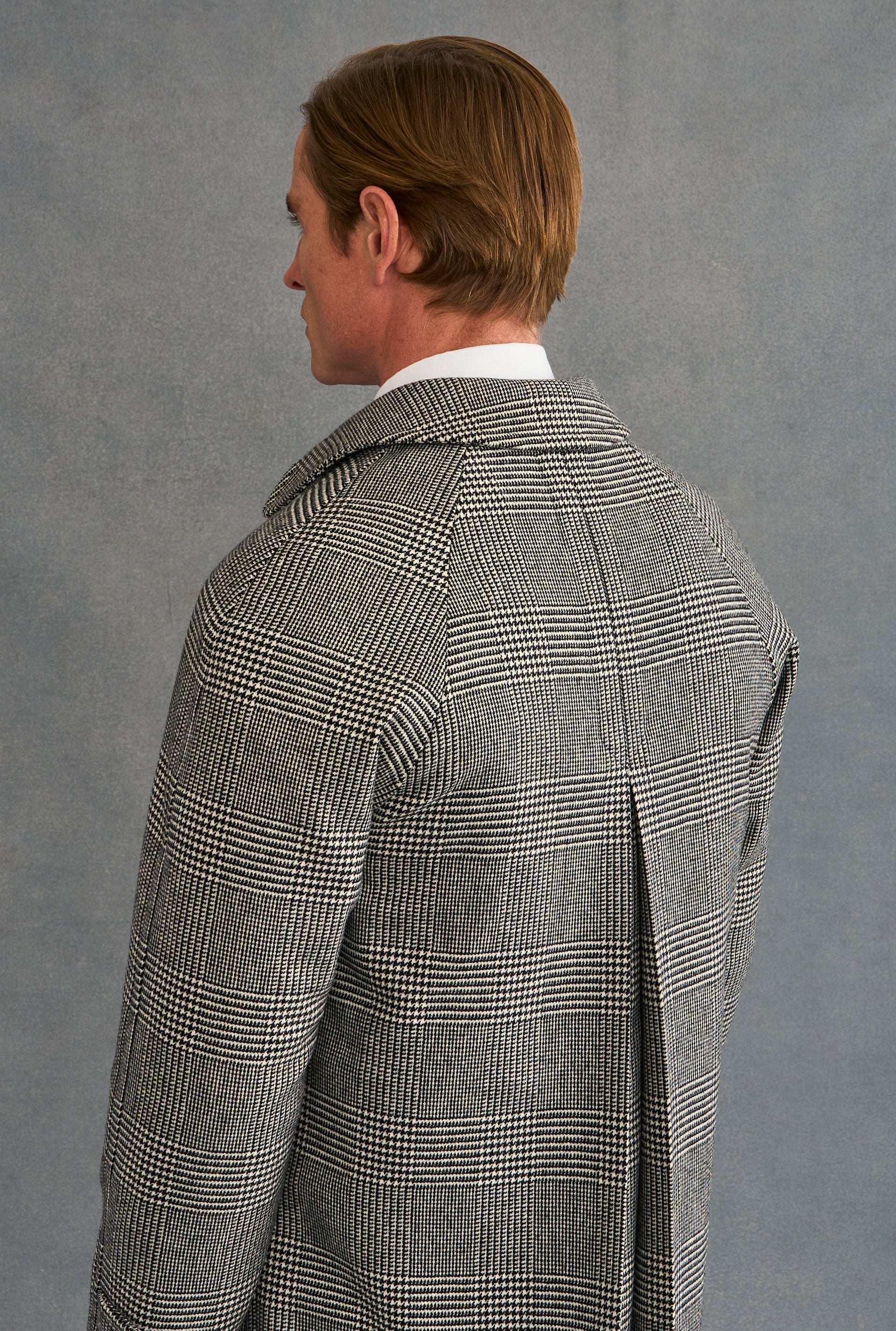 Black & White Prince of Wales Check Raglan Sleeve Overcoat