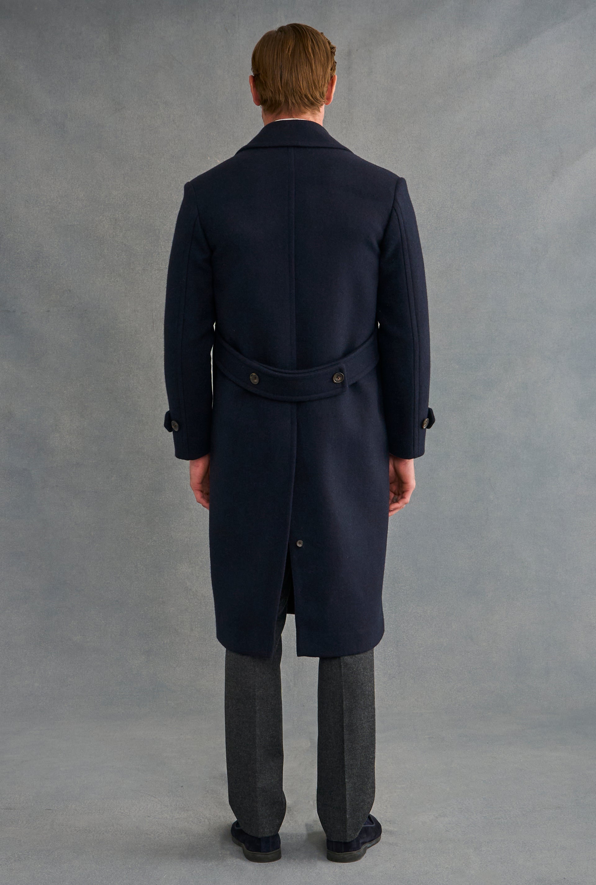 Navy Single Breasted Wool Coat