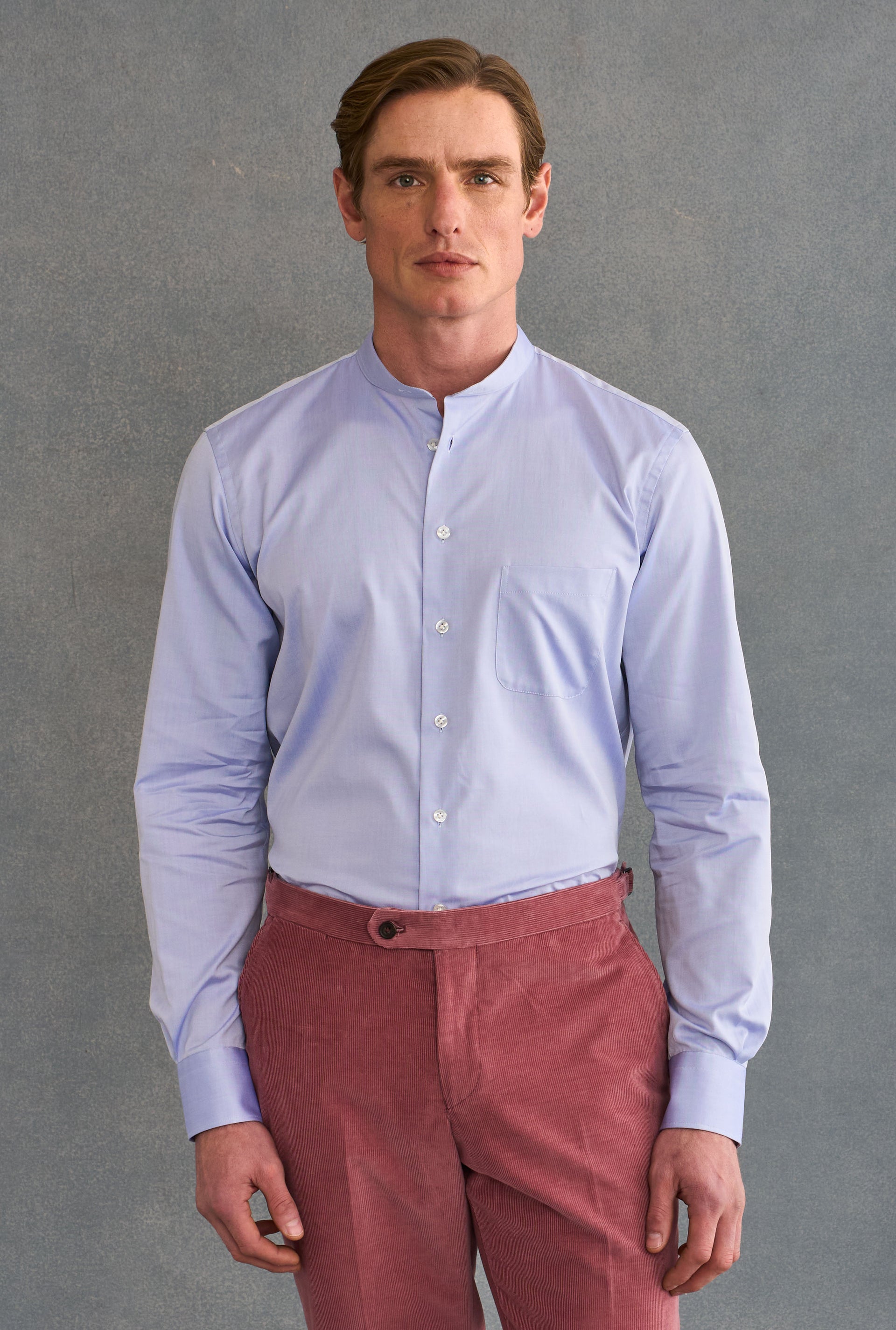 Blue Detachable Collar Standard Fit Oxford Shirt