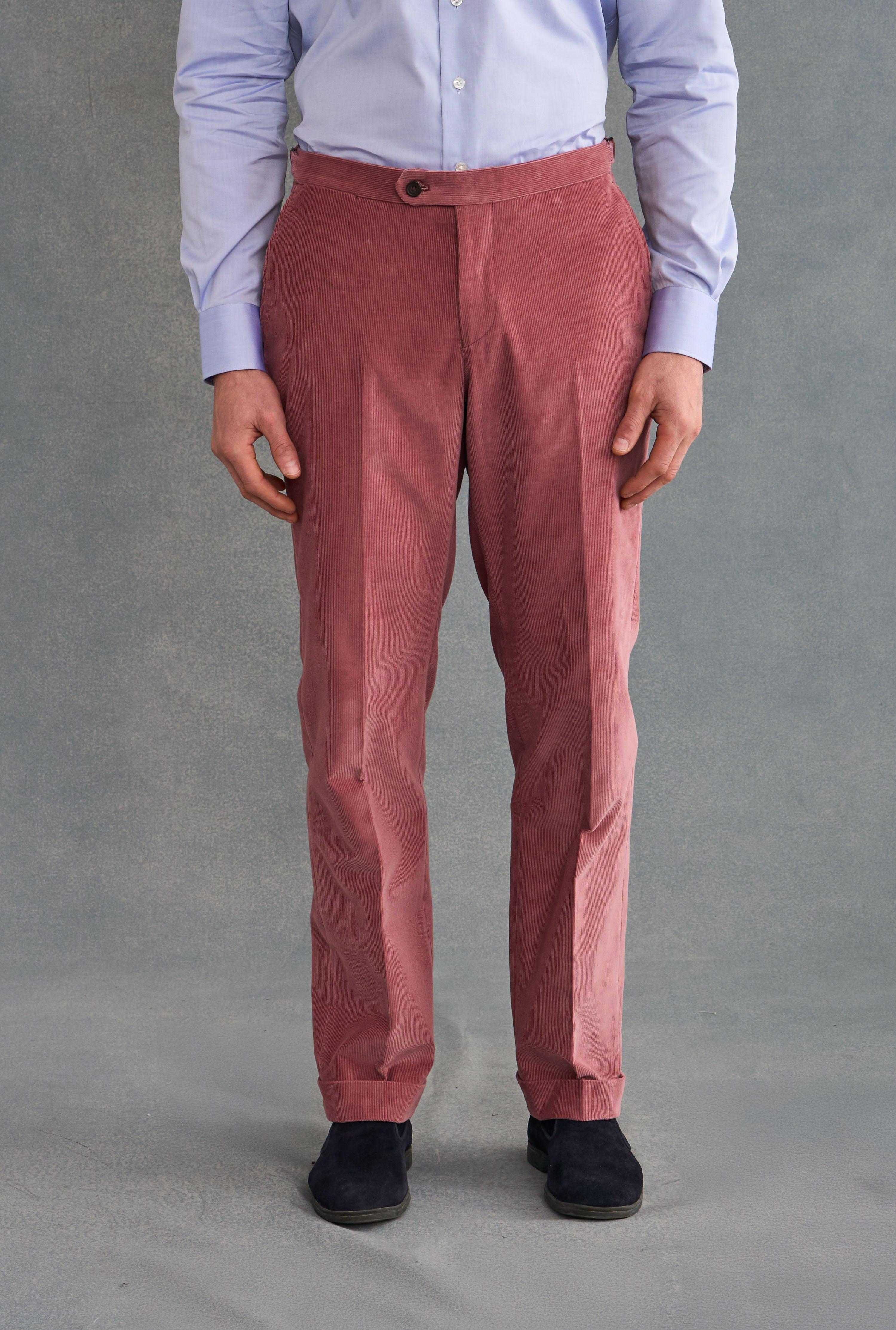Pink Flat Front 14 Wale Corduroy Trousers