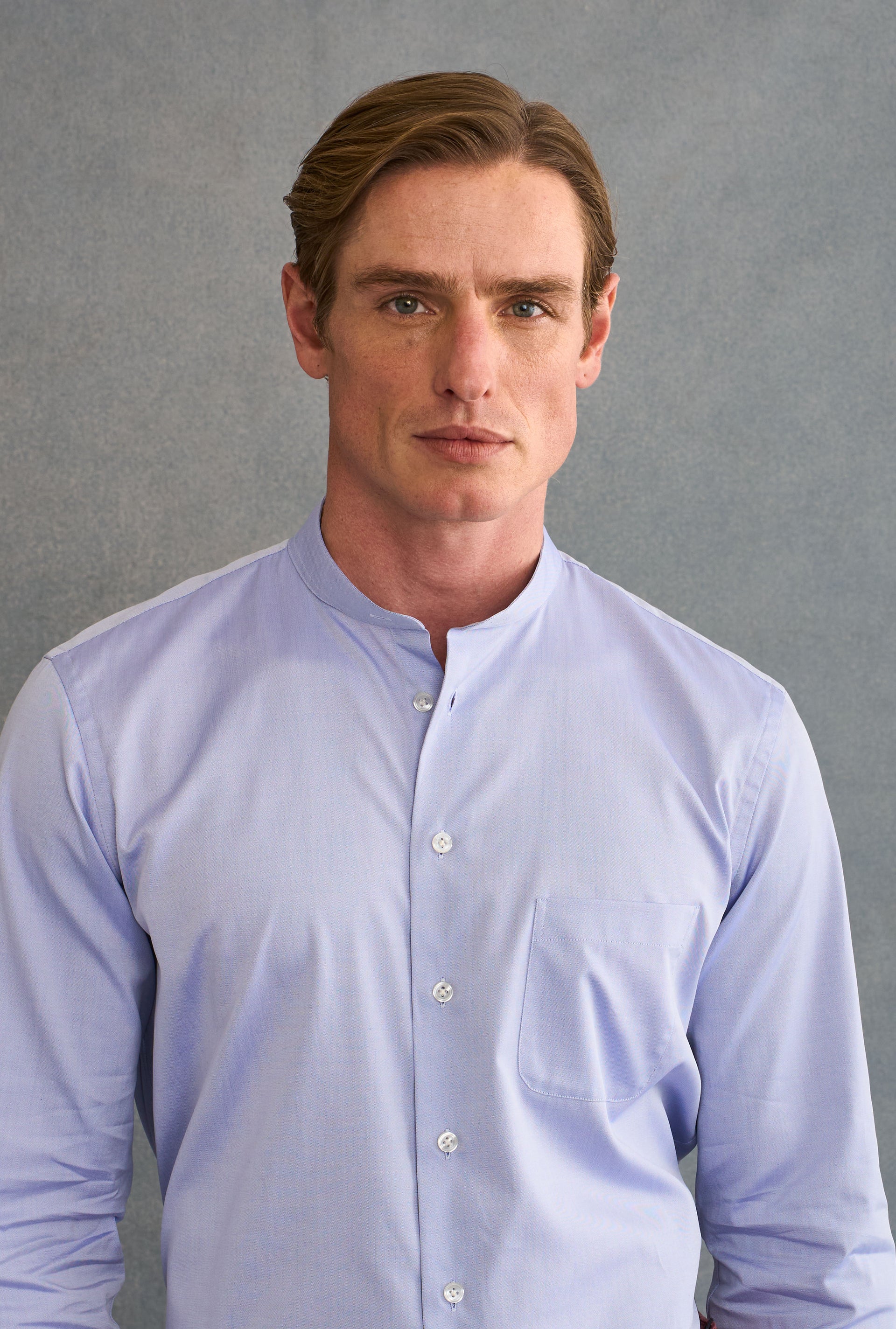 Blue Detachable Collar Standard Fit Oxford Shirt