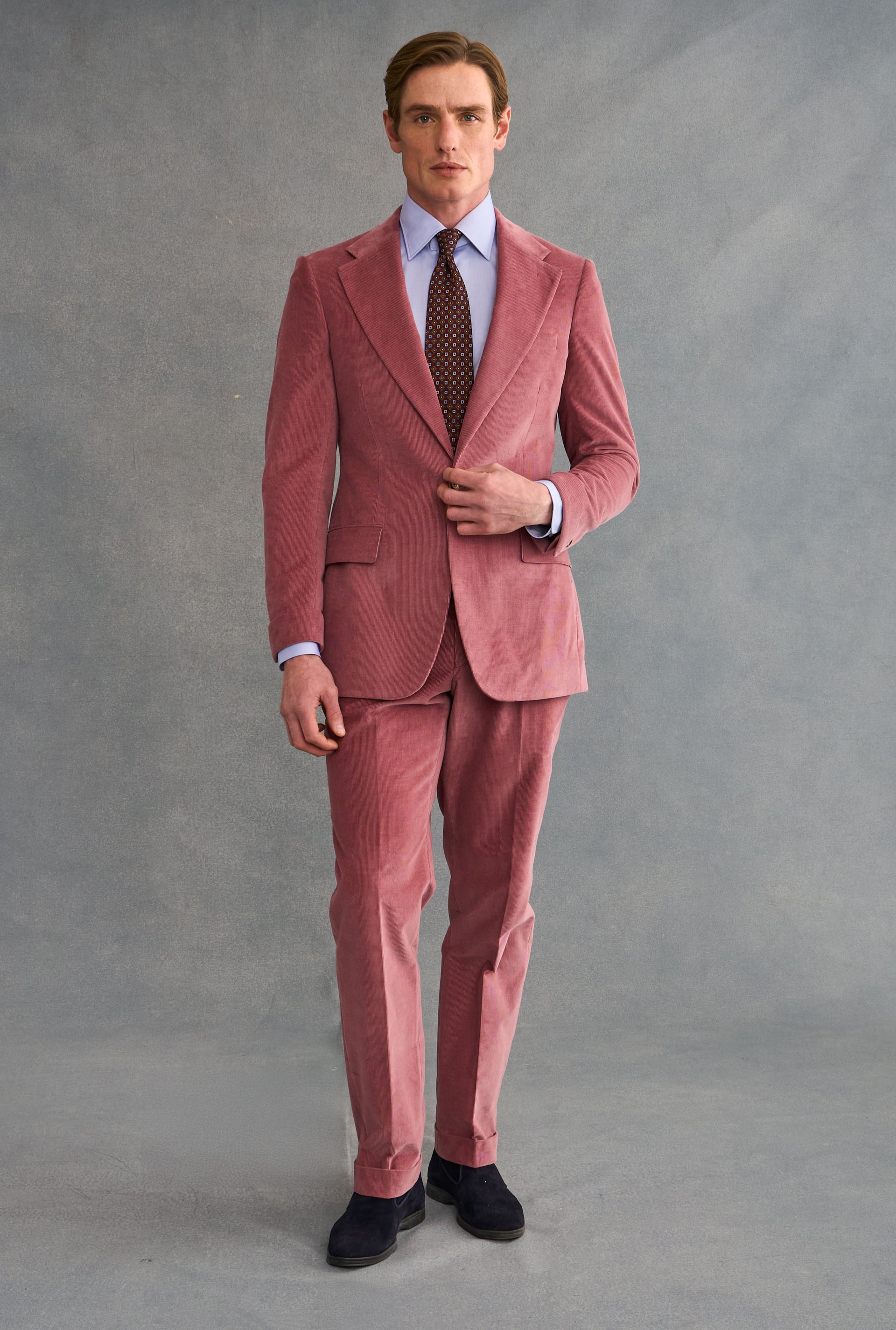 Pink Single Breasted 14 Wale Corduroy House Cut Blazer