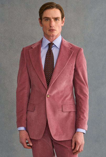 Nodress♡Pink Suede Baroque Suit Pink Single Breasted 14 Wale Corduroy House Cut Blazer – New and