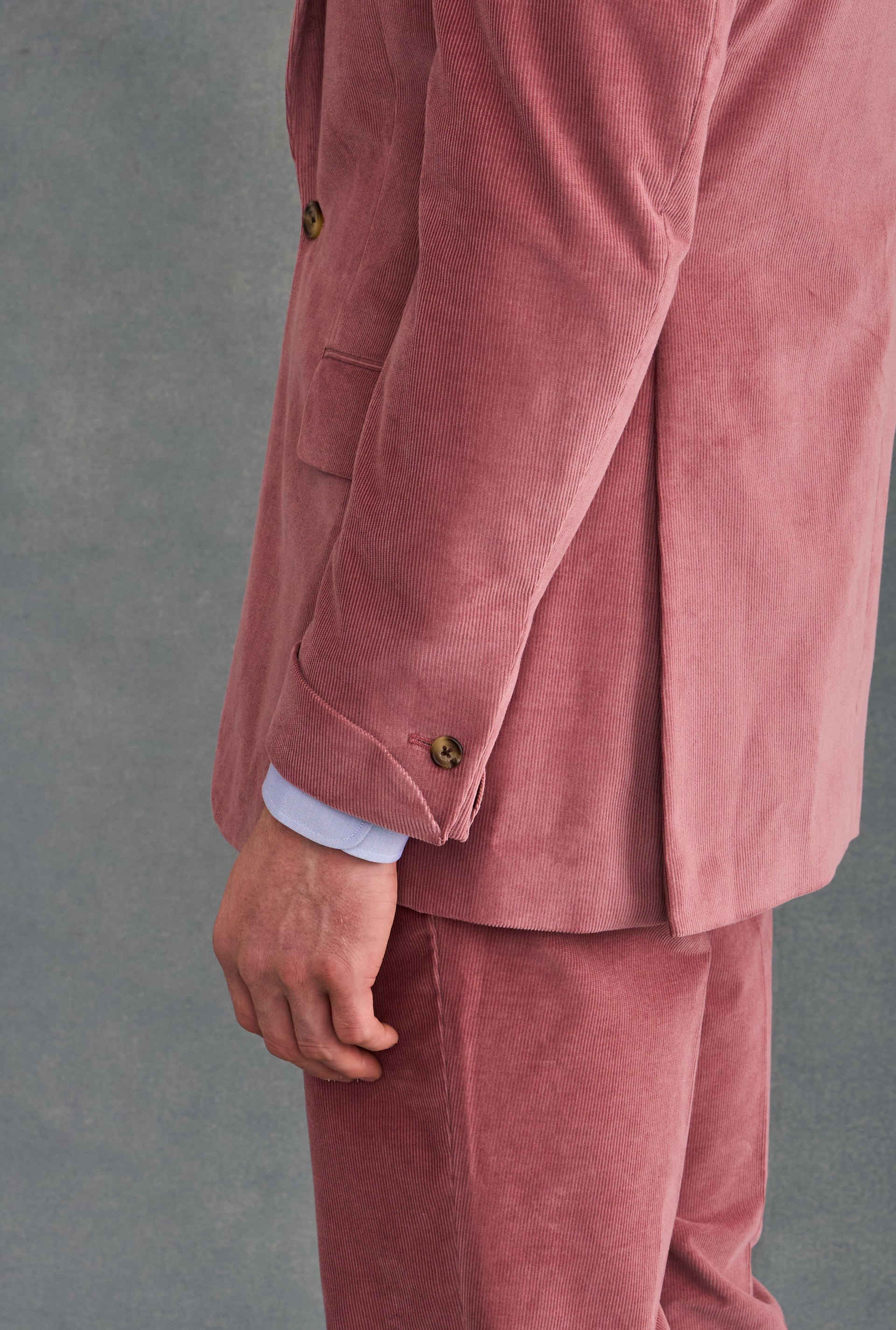 Pink Single Breasted 14 Wale Corduroy House Cut Blazer