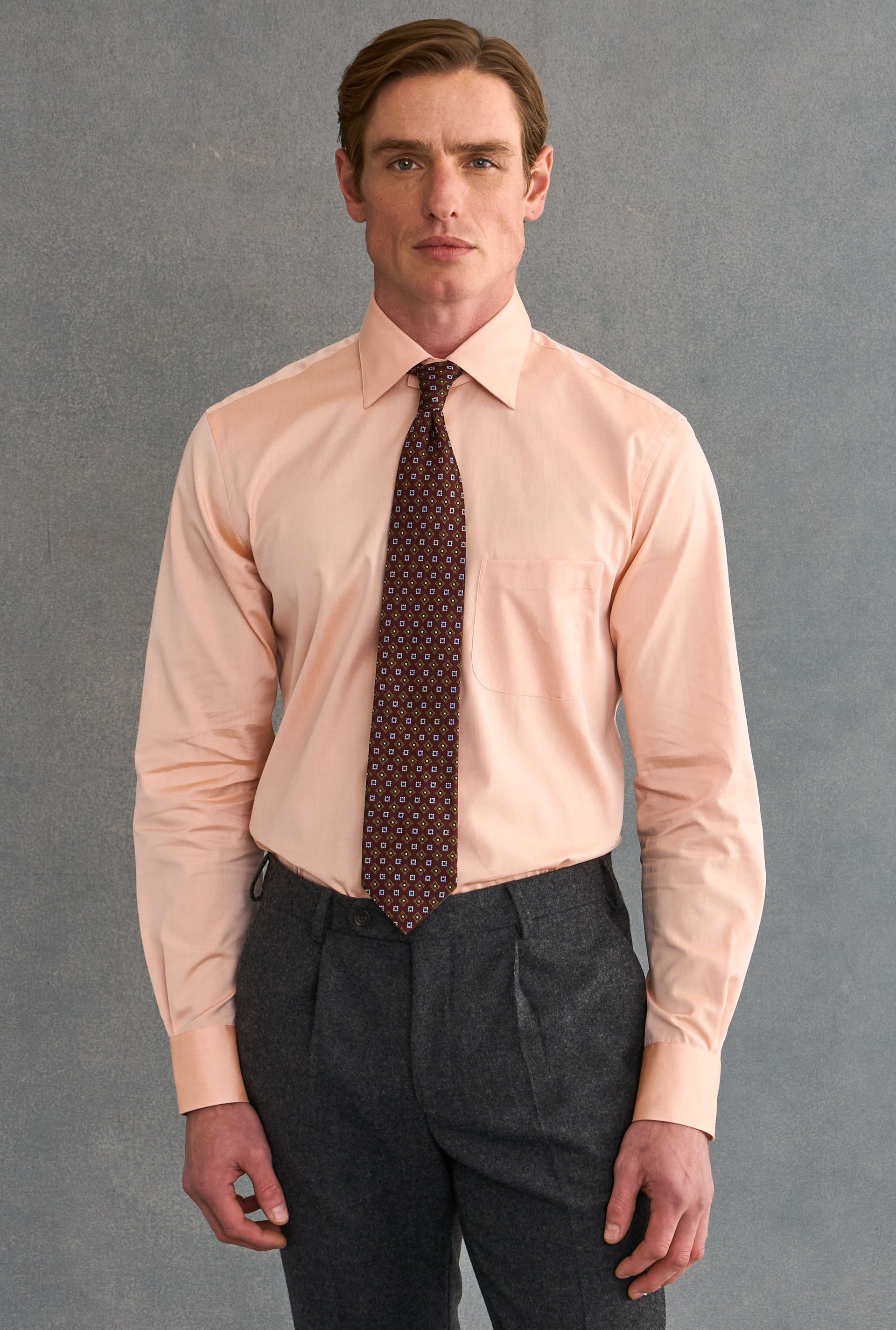 Orange Detachable Collar Standard Fit Oxford Shirt