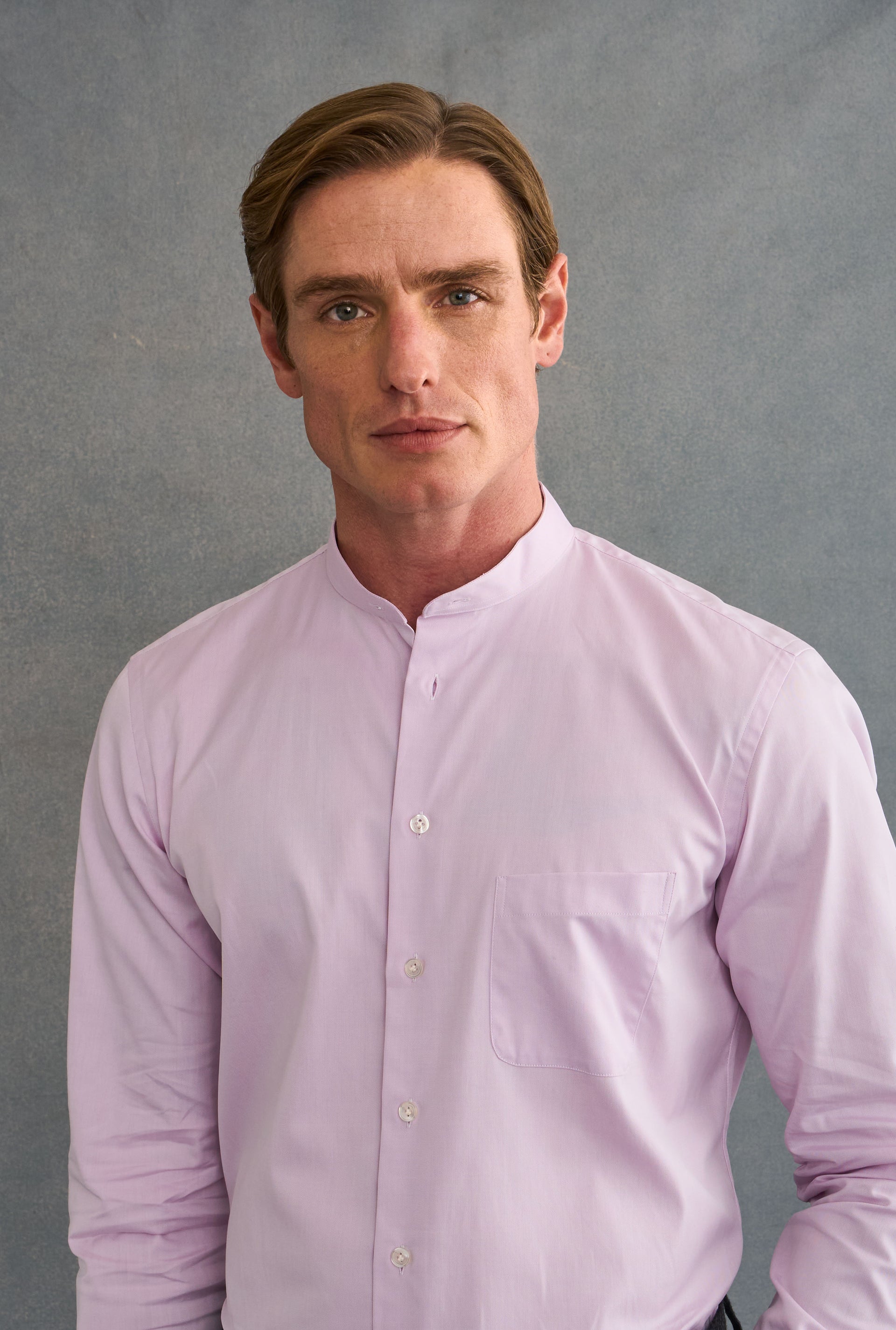 Pink Detachable Collar Standard Fit Oxford Shirt