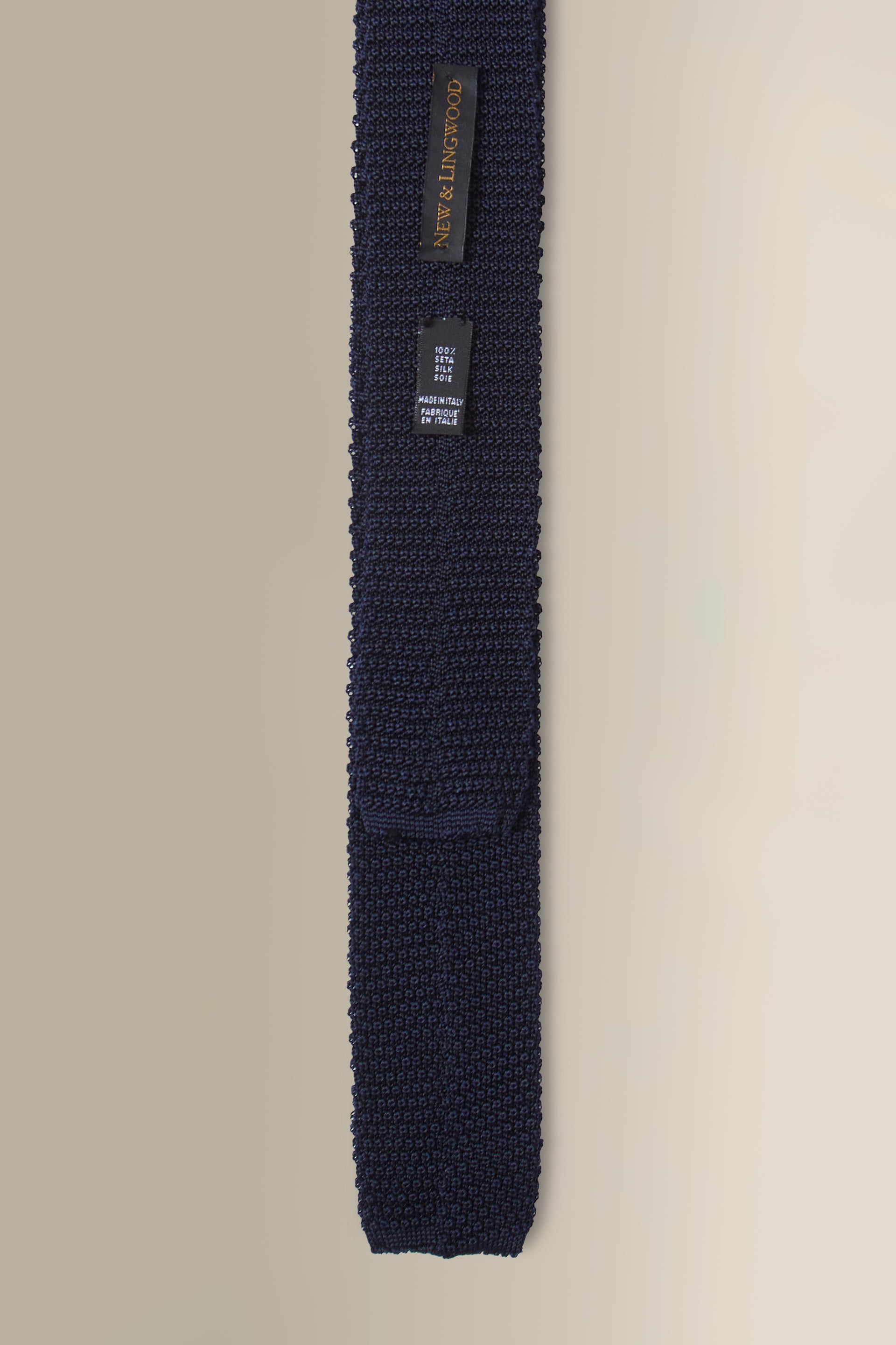 Navy & Pink Spot Knitted Silk Tie