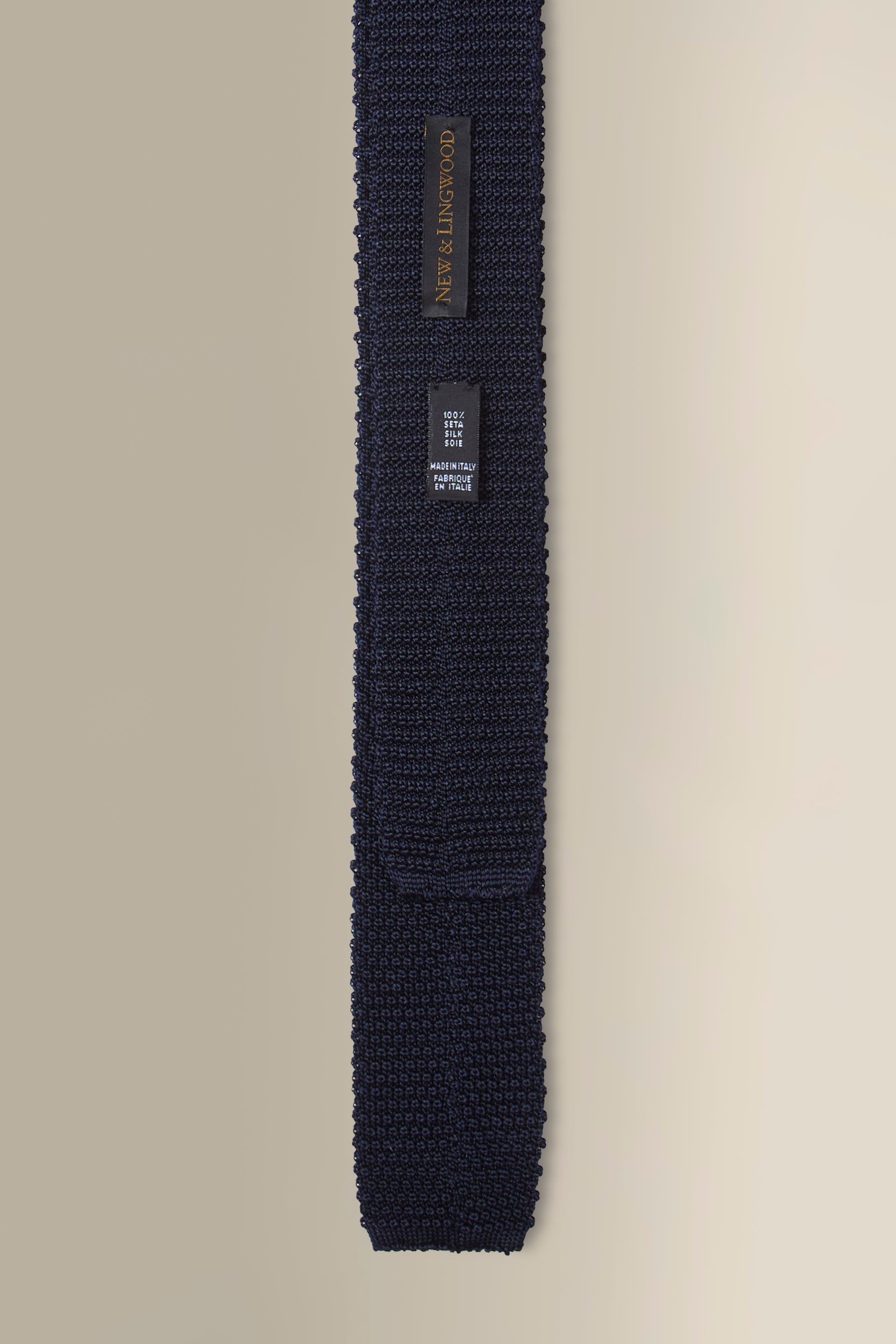 Navy & White Spot Knitted Silk Tie