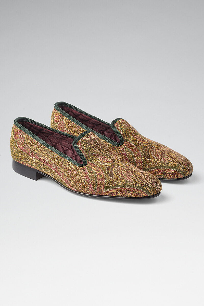 Green & Gold St James' Paisley Slipper