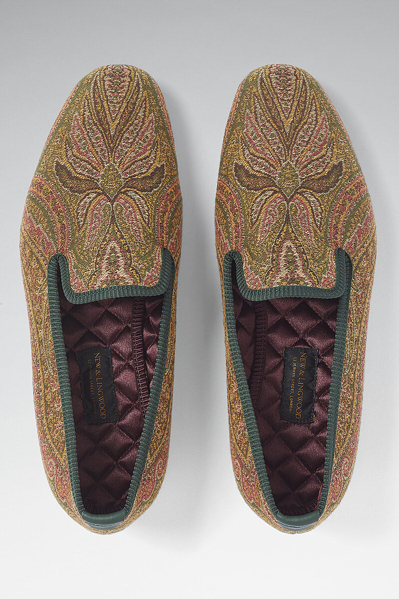 Green & Gold St James' Paisley Slipper