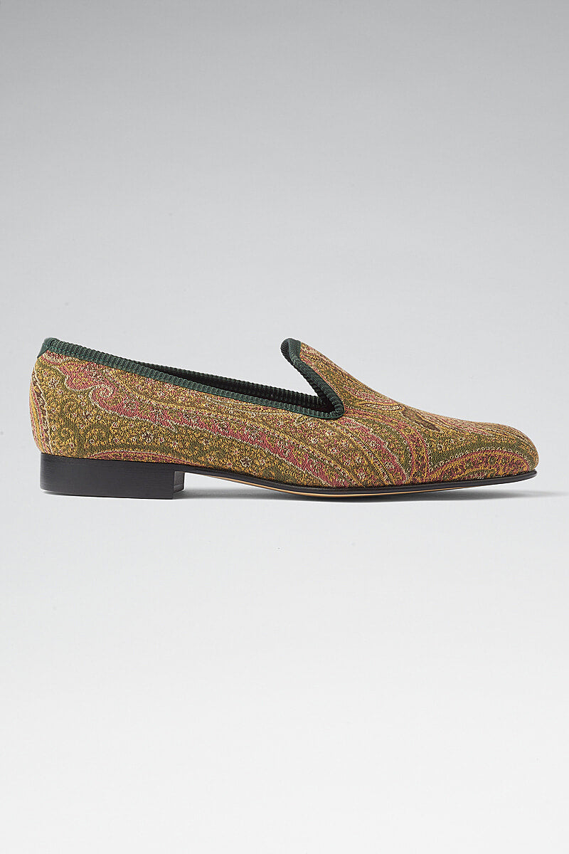 Green & Gold St James' Paisley Slipper