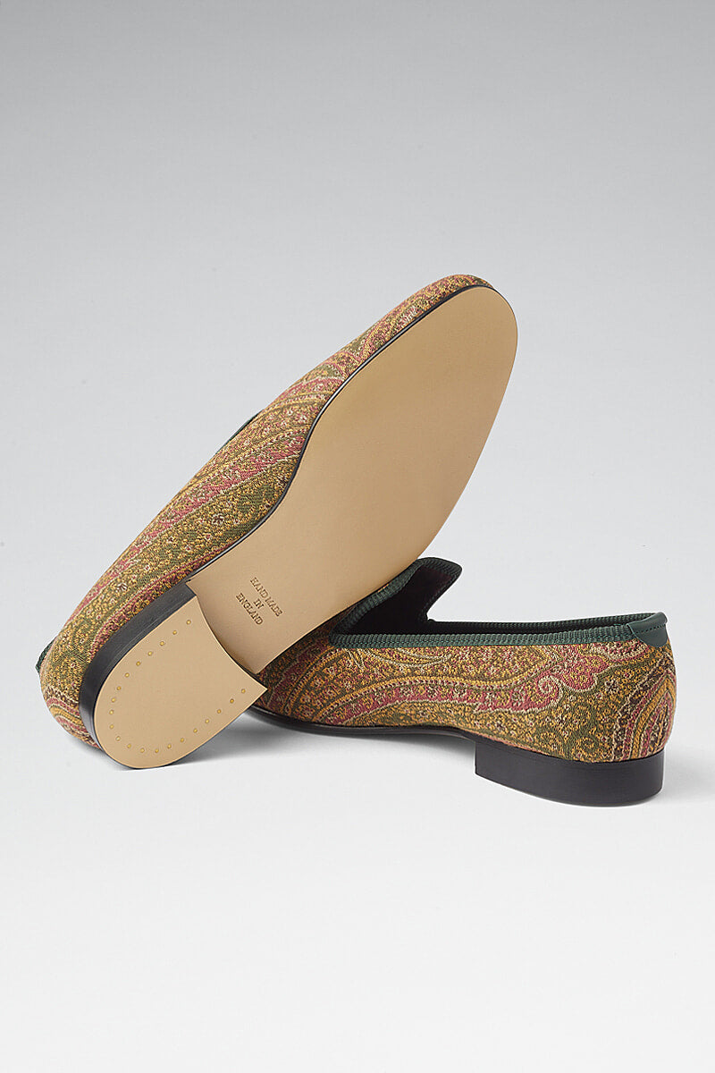Green & Gold St James' Paisley Slipper