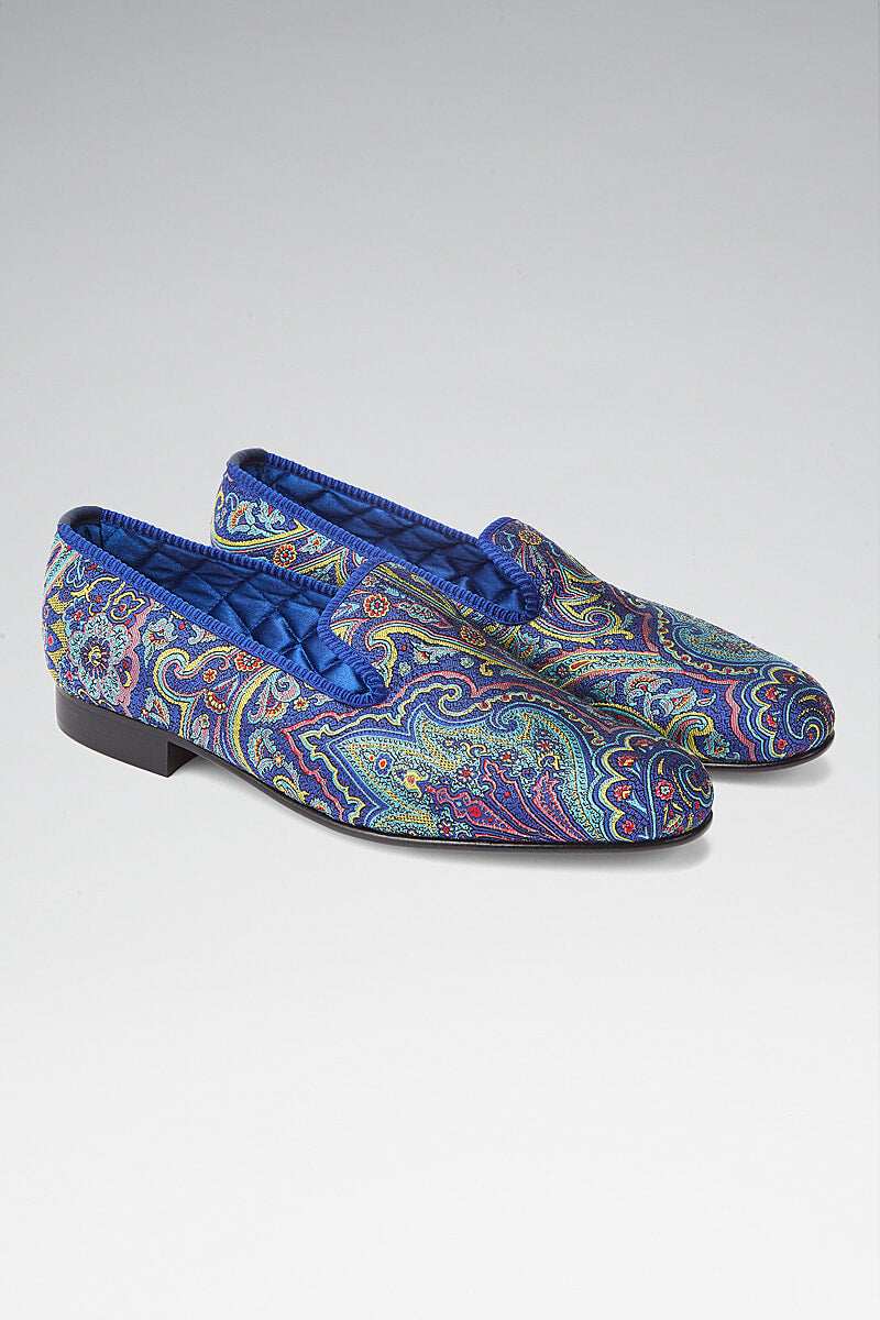 Crystal Paisley Silk Slippers