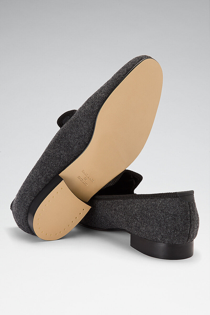 Grey Skull & Crossbones Embroidered Flannel Slippers