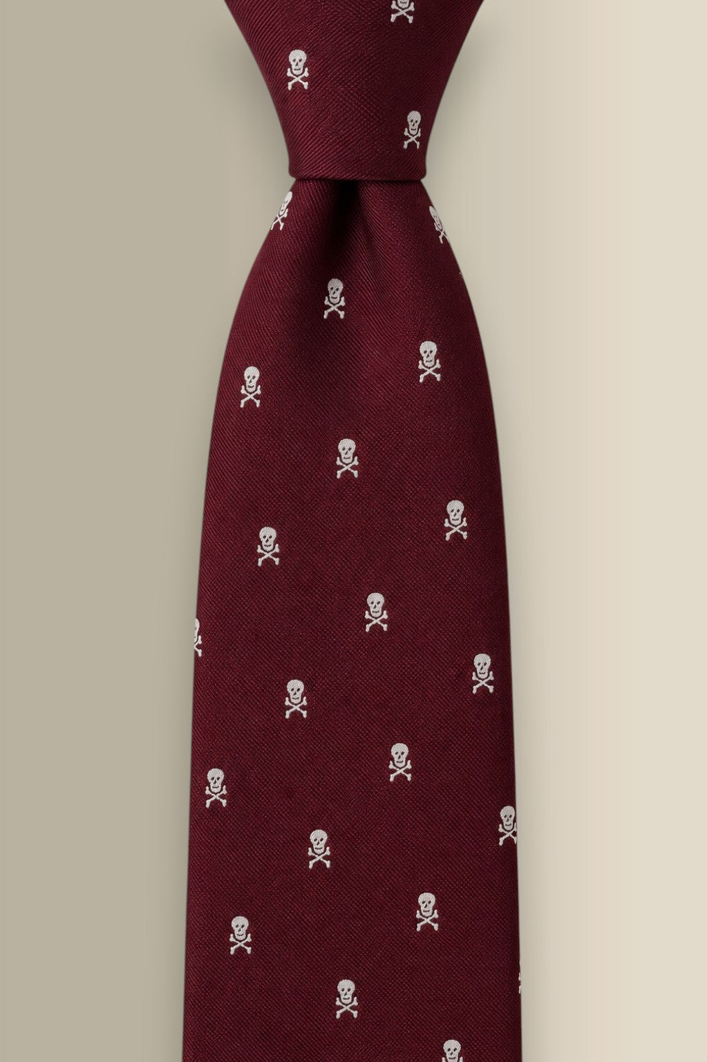 Burgundy Heritage Skull & Crossbones Woven Silk Tie