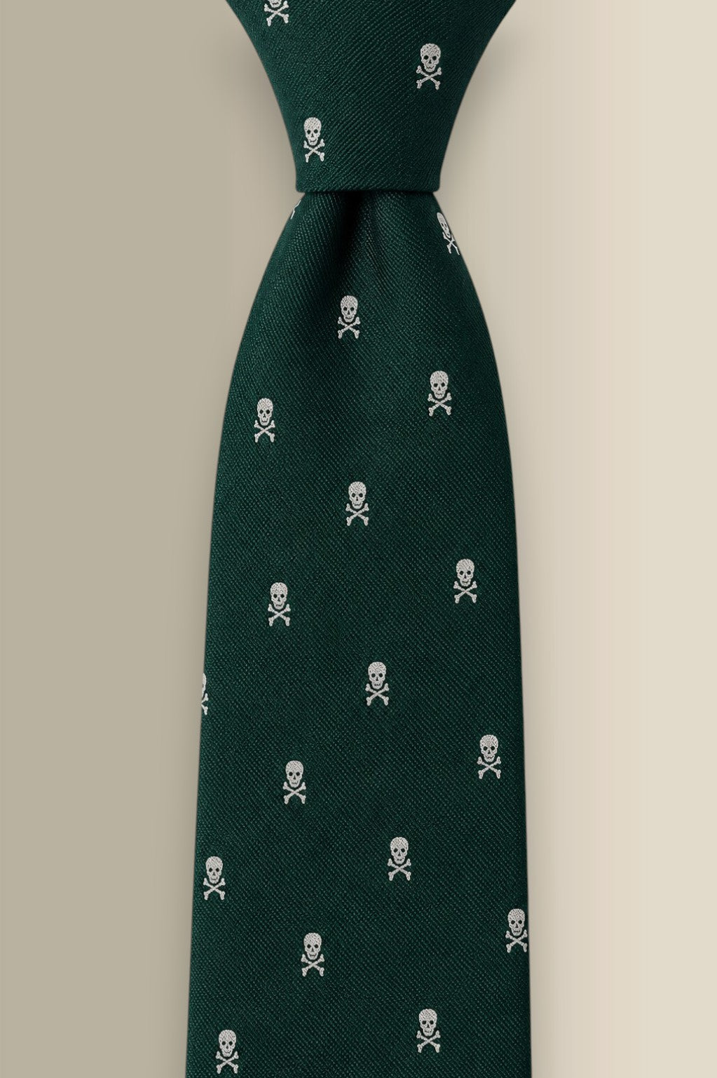 Green Heritage Skull & Crossbones Woven Silk Tie