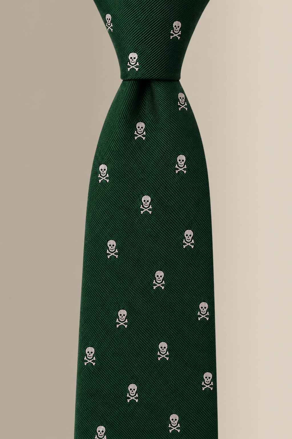 Green Heritage Skull & Crossbones Woven Silk Tie