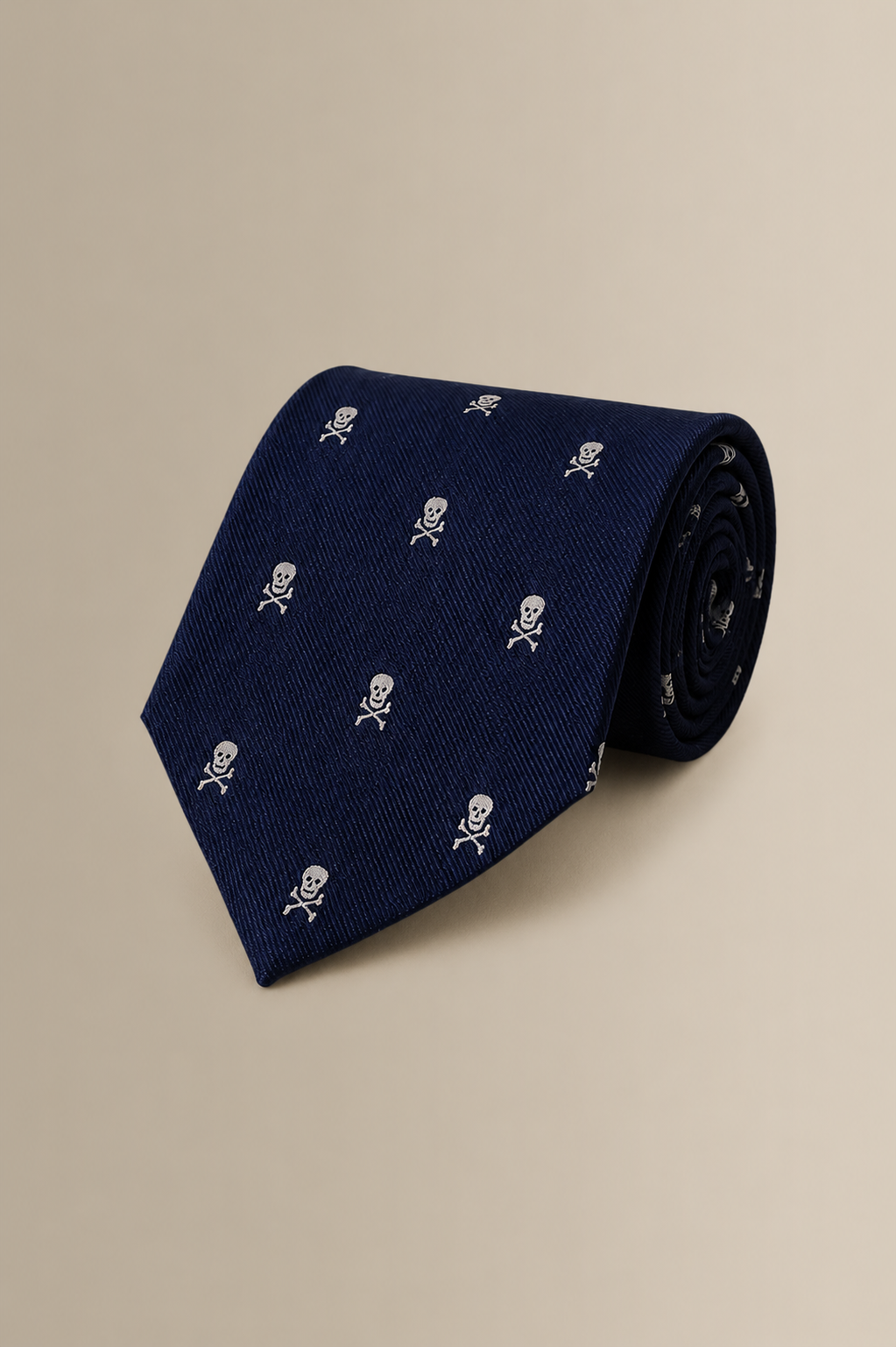 Navy Heritage Skull & Crossbones Woven Silk Tie