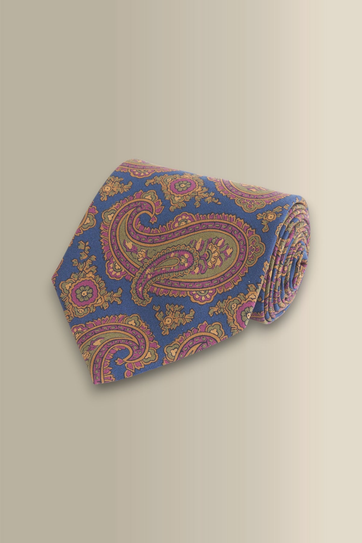 Navy Paisley Printed Silk Tie