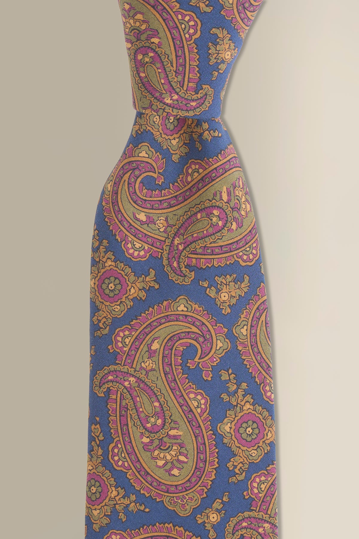 Navy Paisley Printed Silk Tie