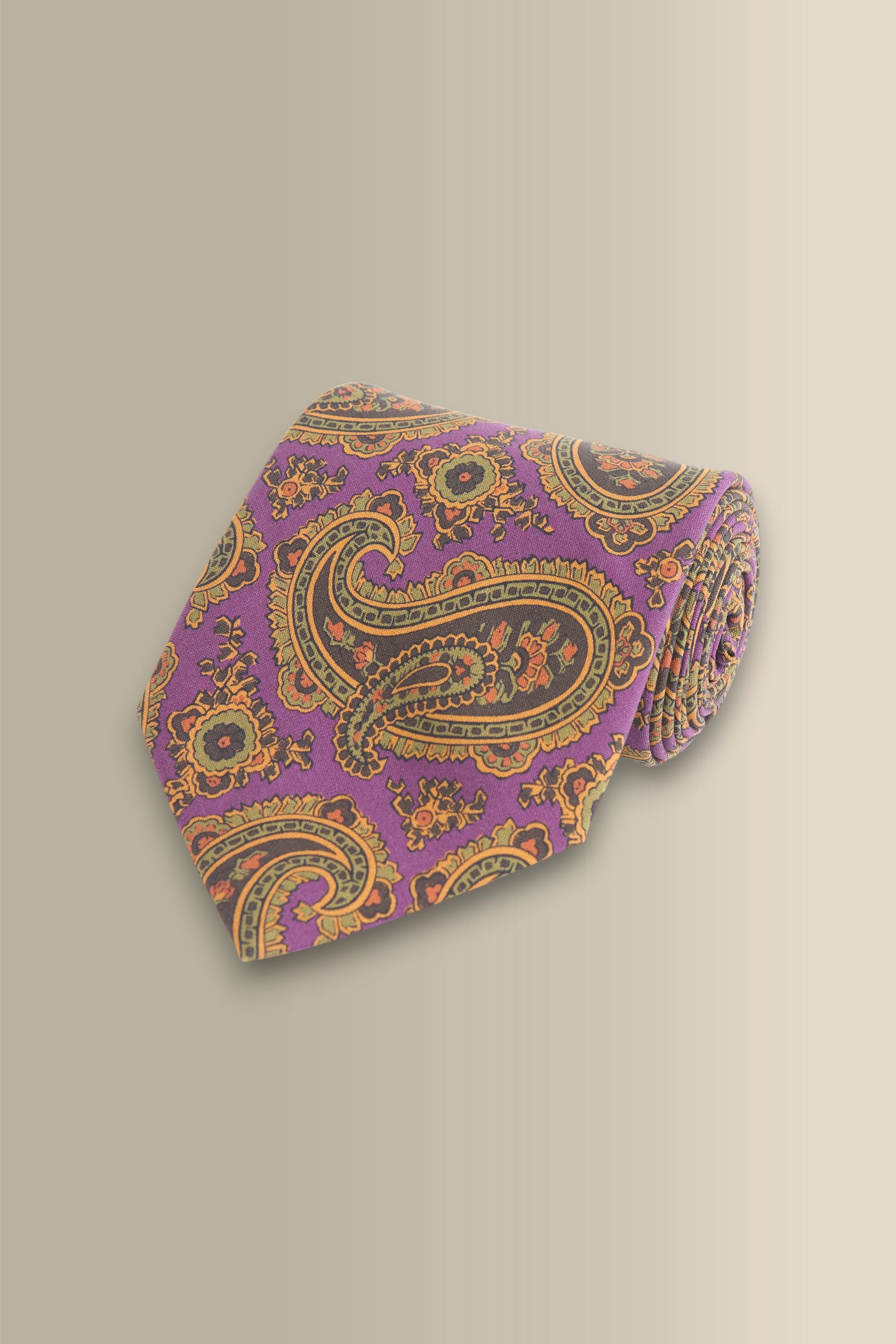 Purple Paisley Printed Silk Tie