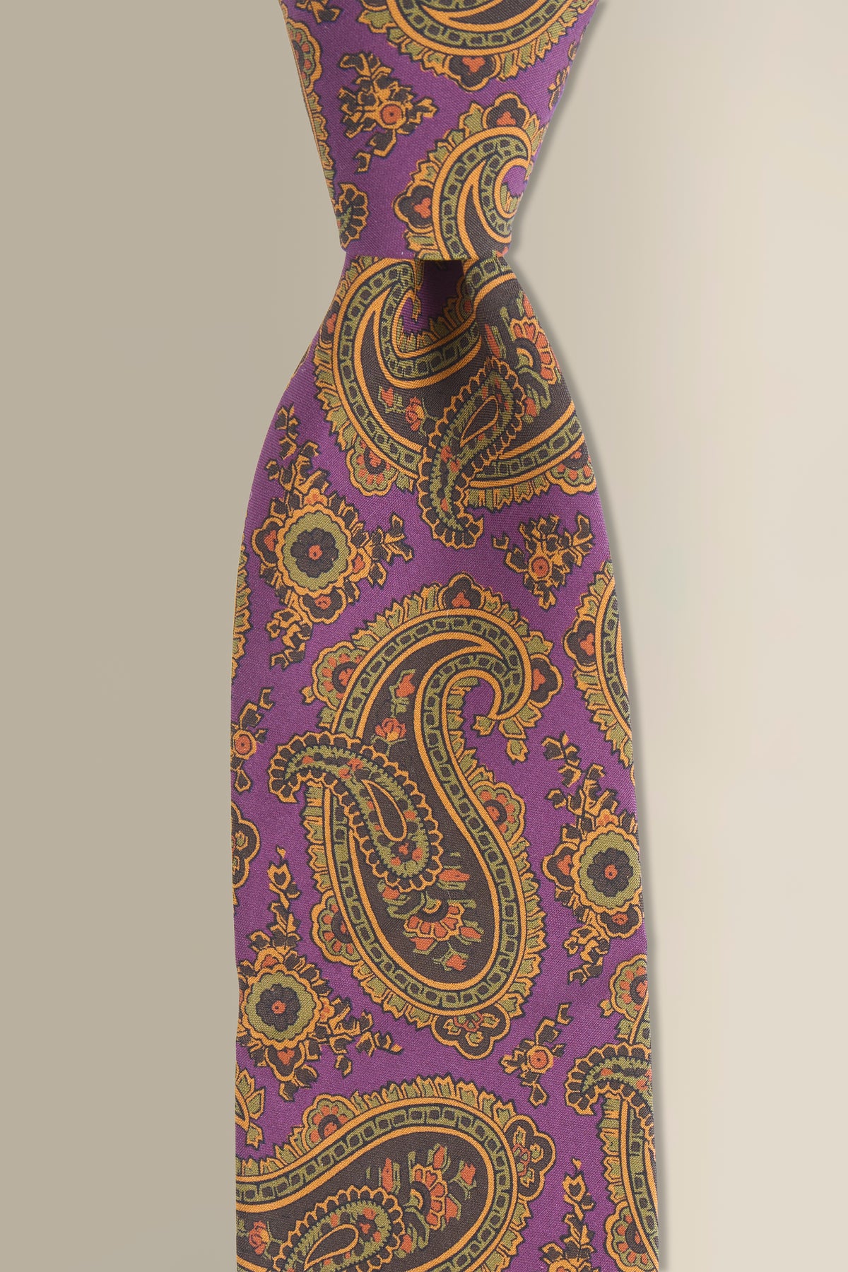 Purple Paisley Printed Silk Tie