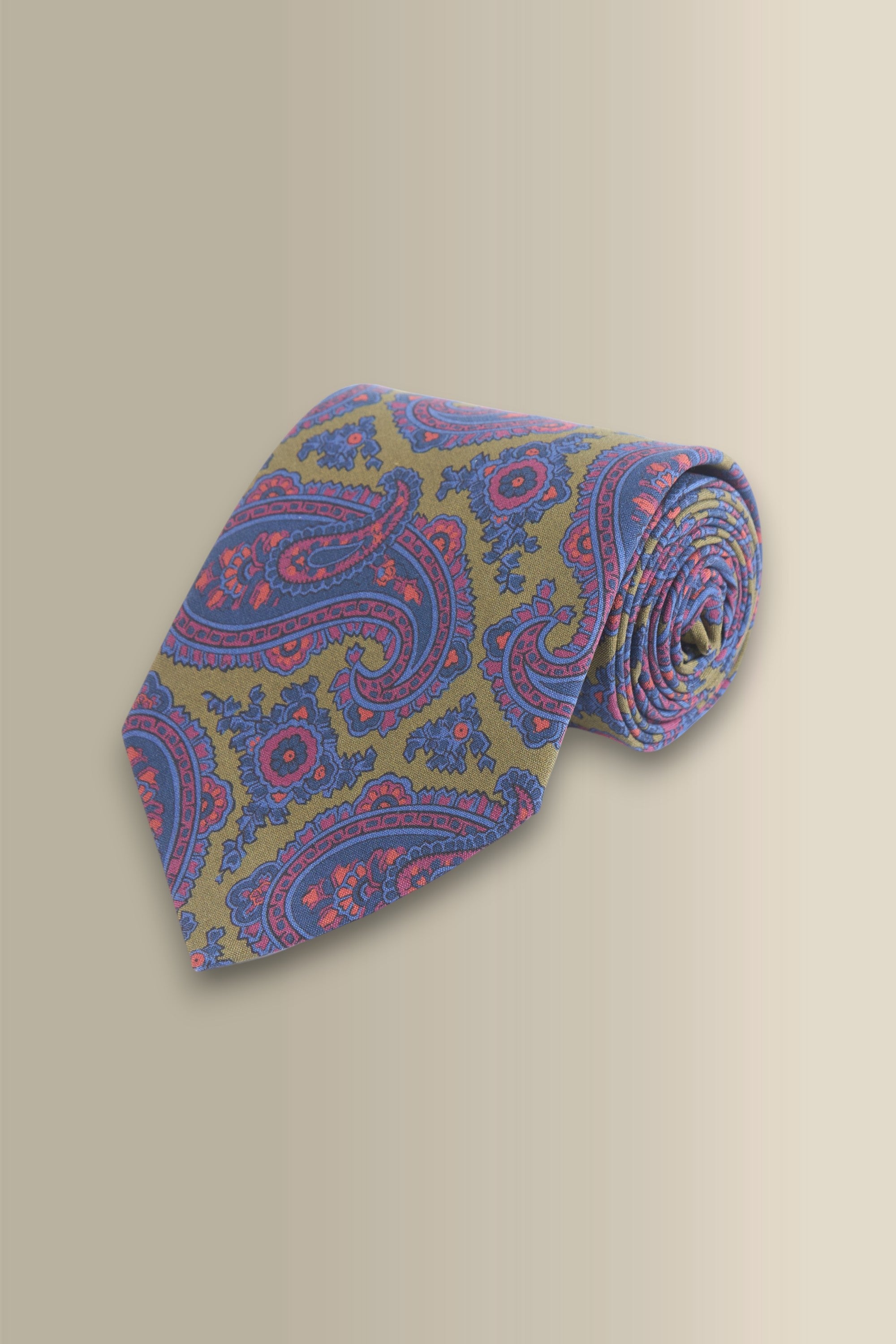 Green Paisley Printed Silk Tie