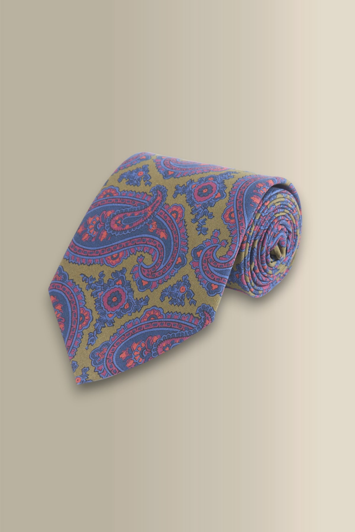 Green Paisley Printed Silk Tie