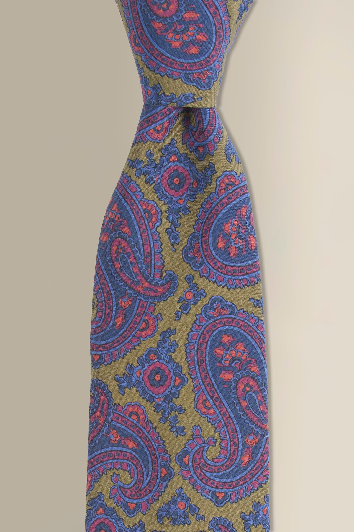 Green Paisley Printed Silk Tie