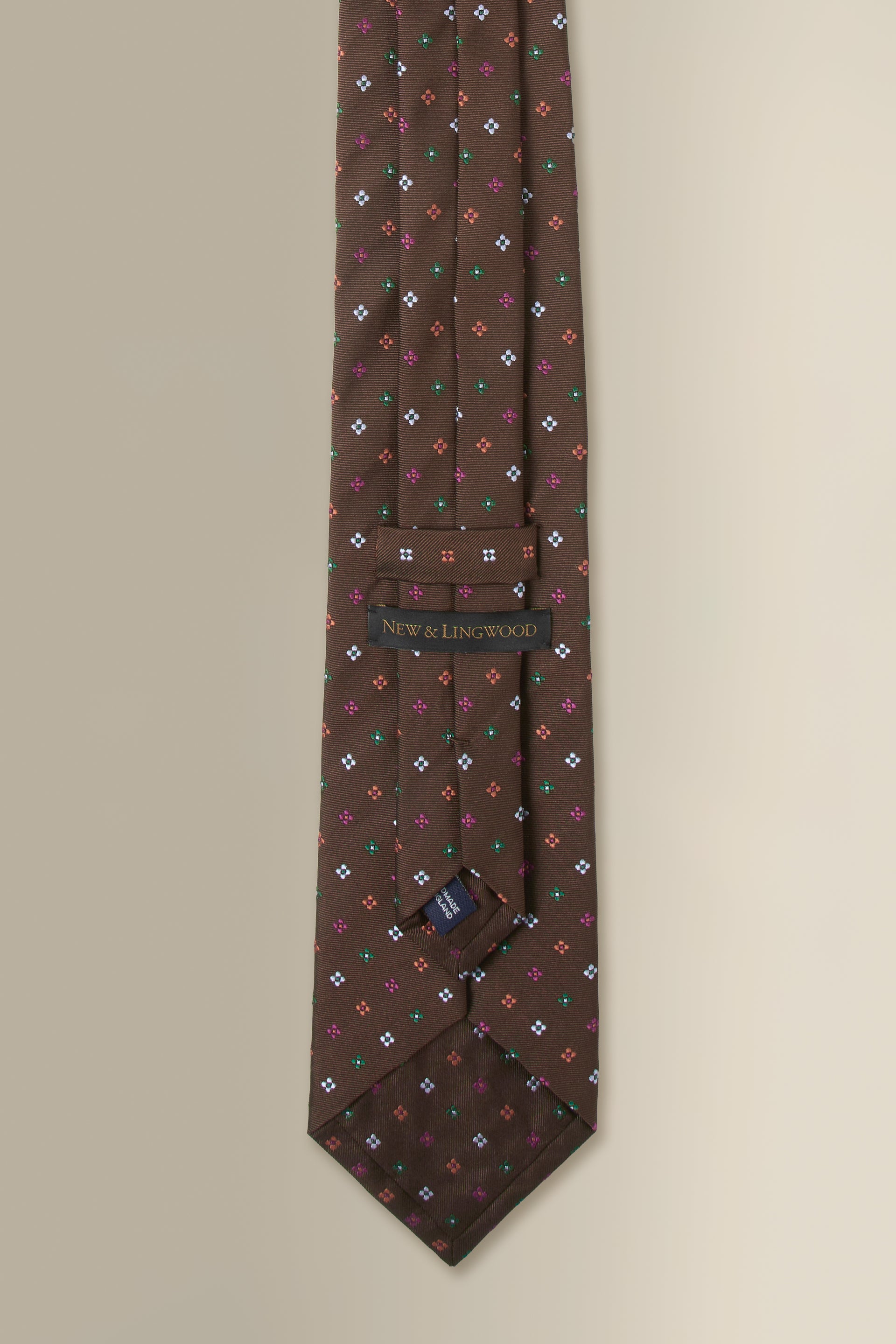 Brown Micro Floral Woven Silk Tie