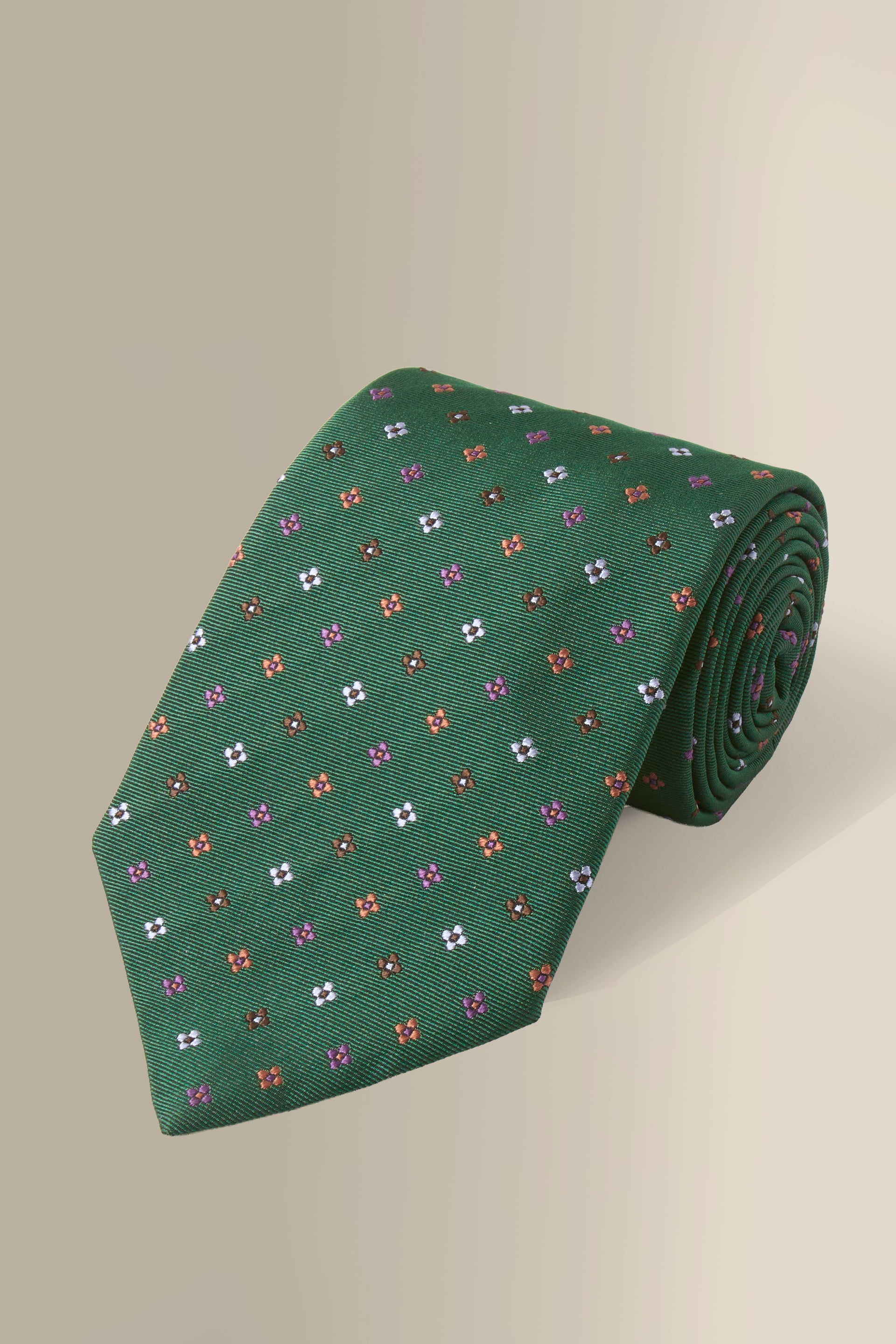 Green Micro Floral Woven Silk Tie