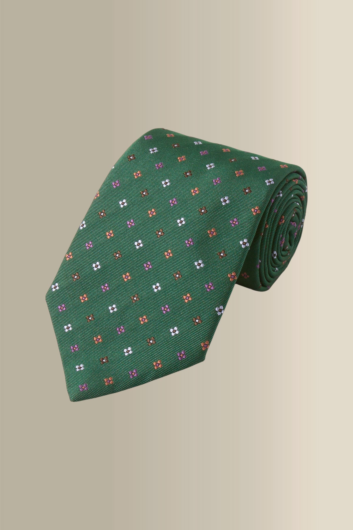 Green Micro Floral Woven Silk Tie