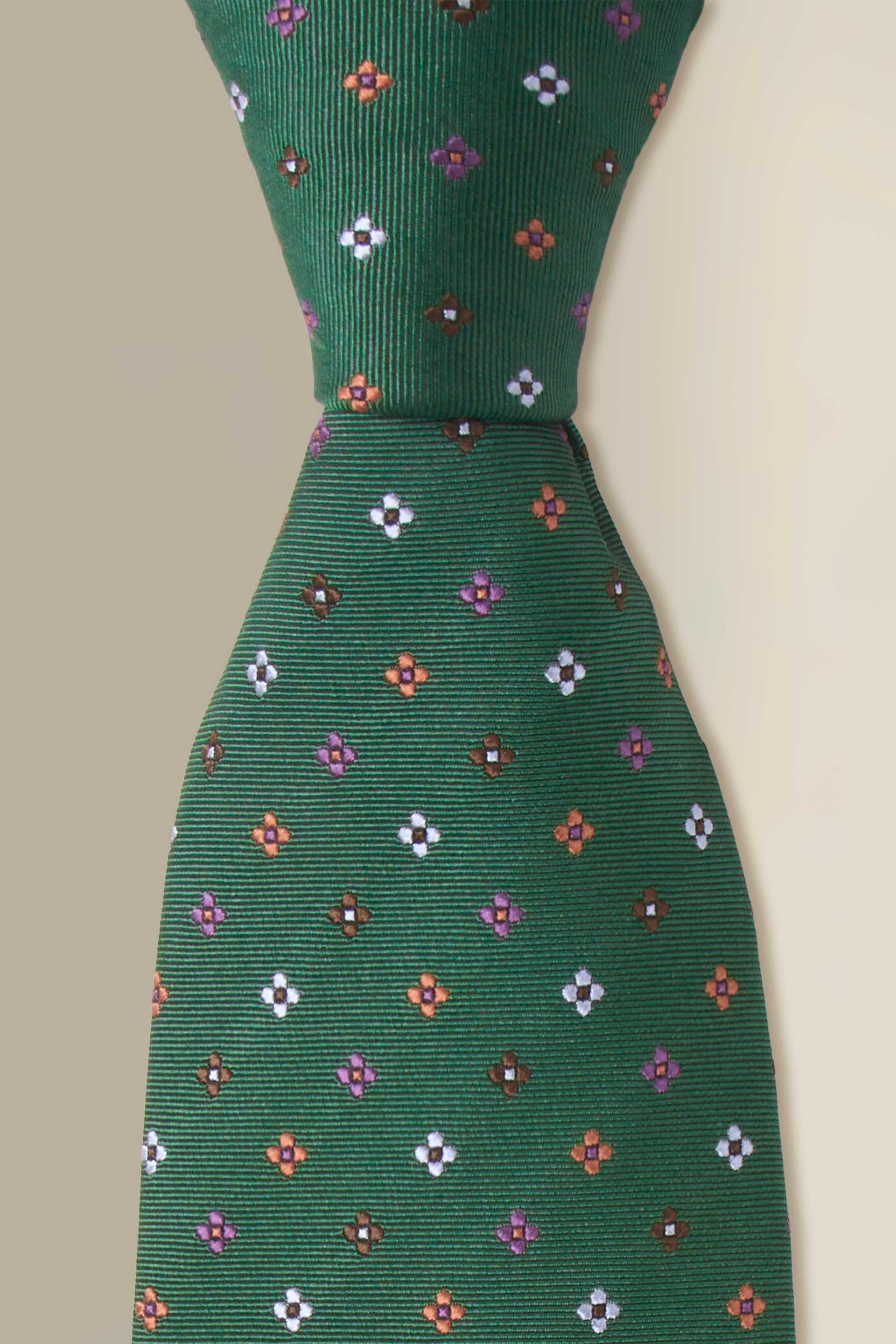 Green Micro Floral Woven Silk Tie