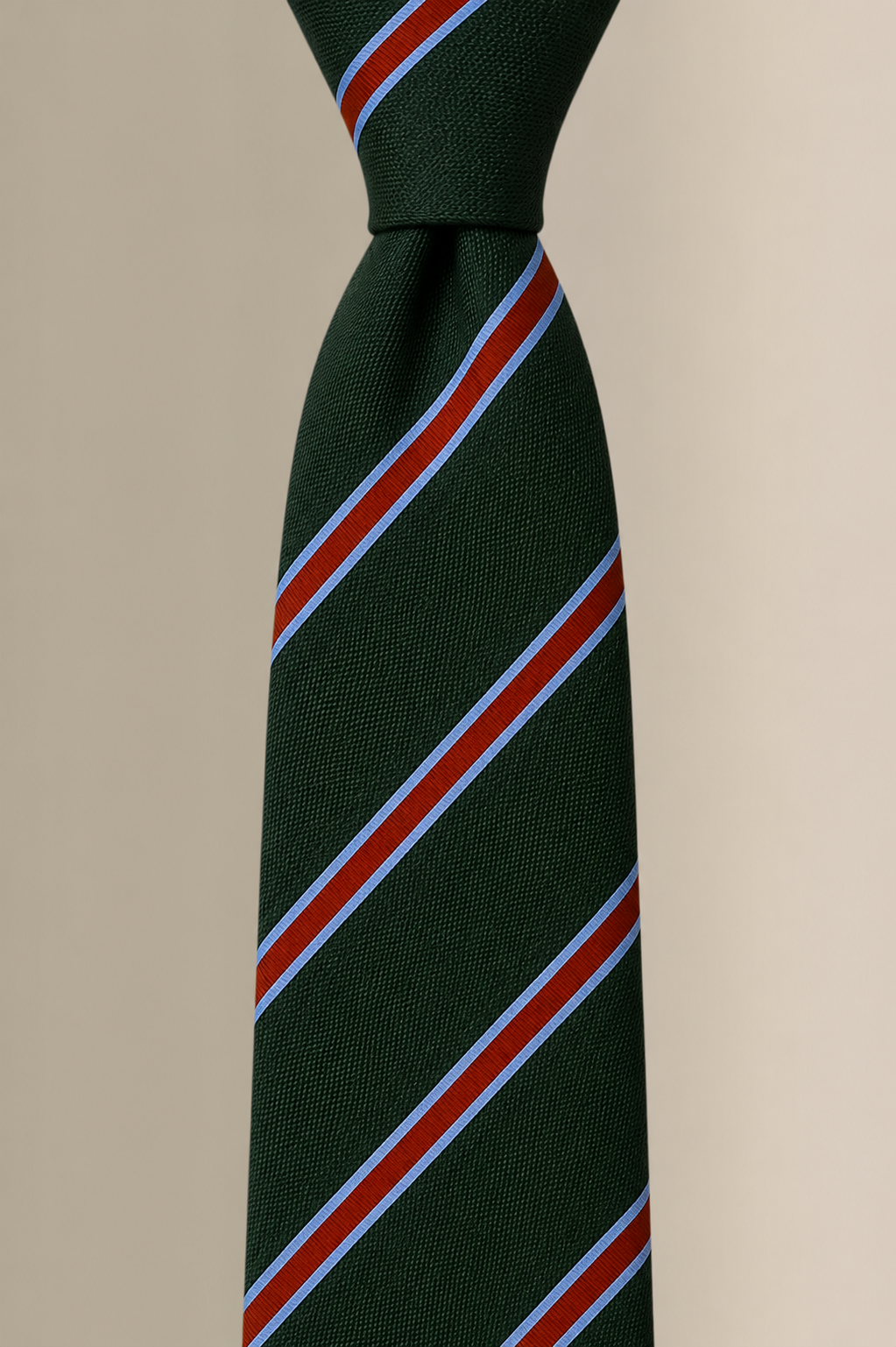 Green & Red Regimental Stripe Woven Silk Tie