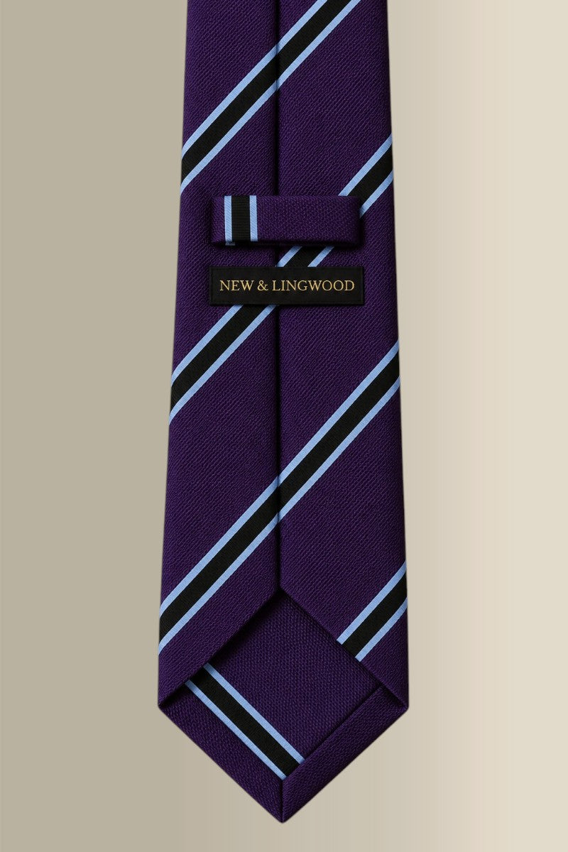 Purple & Black Regimental Stripe Woven Silk Tie