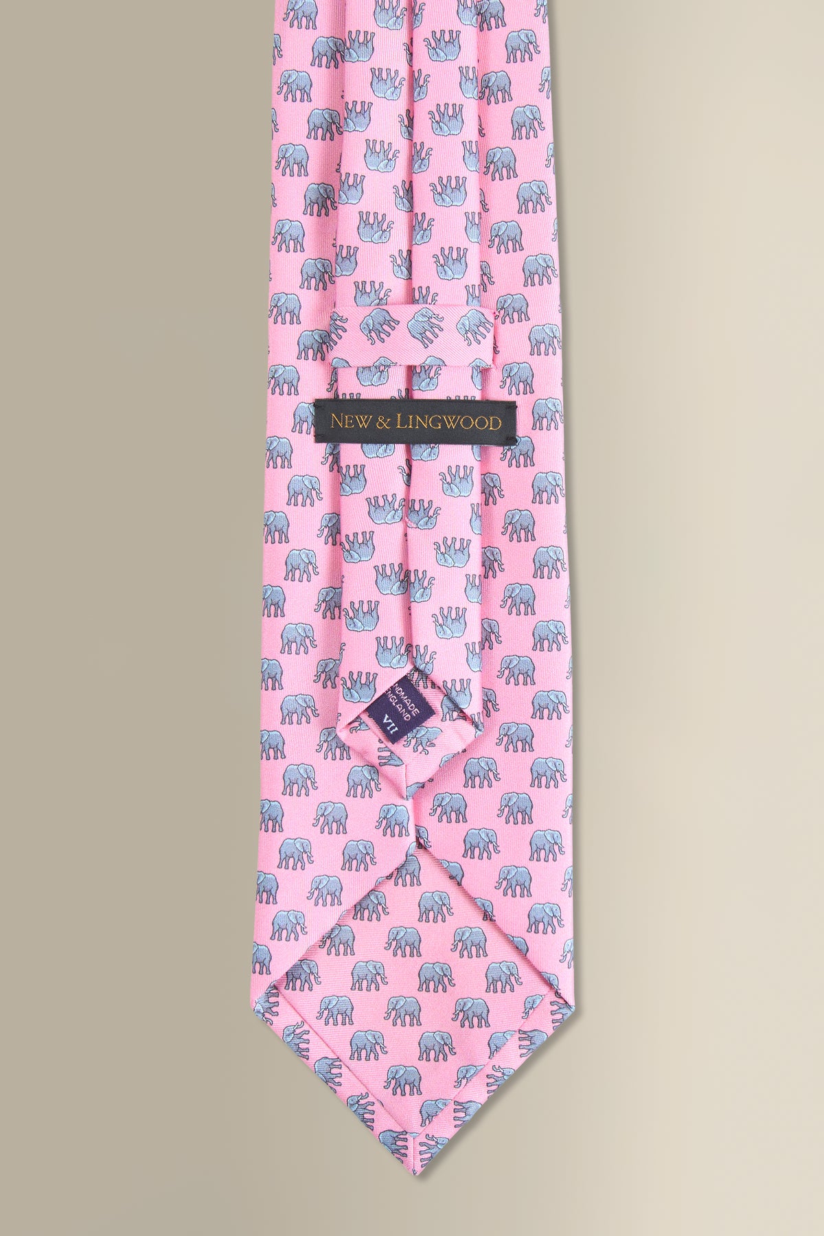 Pink & Sky Elephant Printed Silk Tie