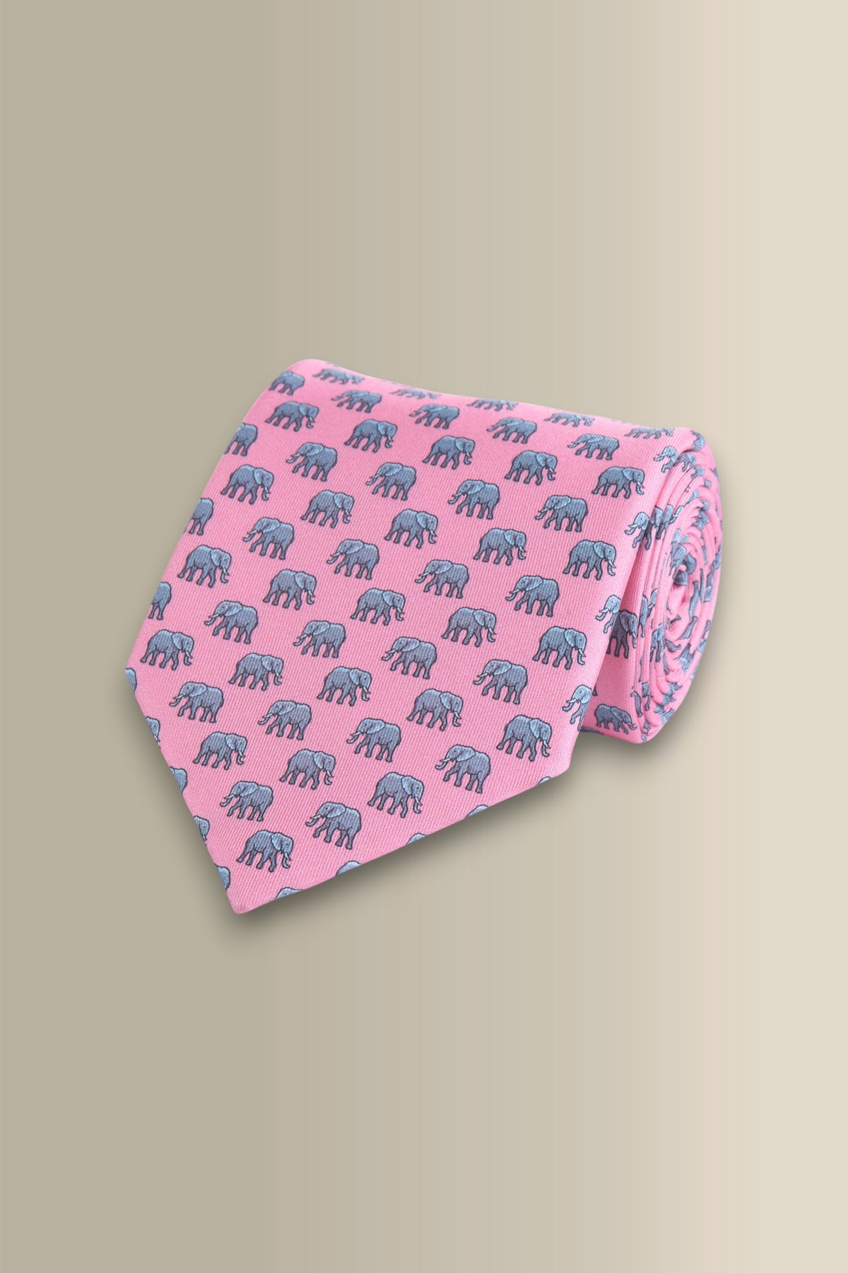 Pink & Sky Elephant Printed Silk Tie