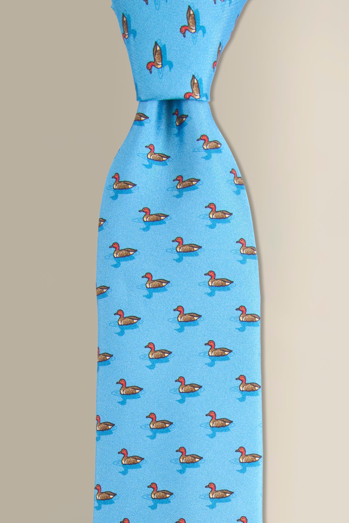 Light Blue Duck Printed Silk Tie