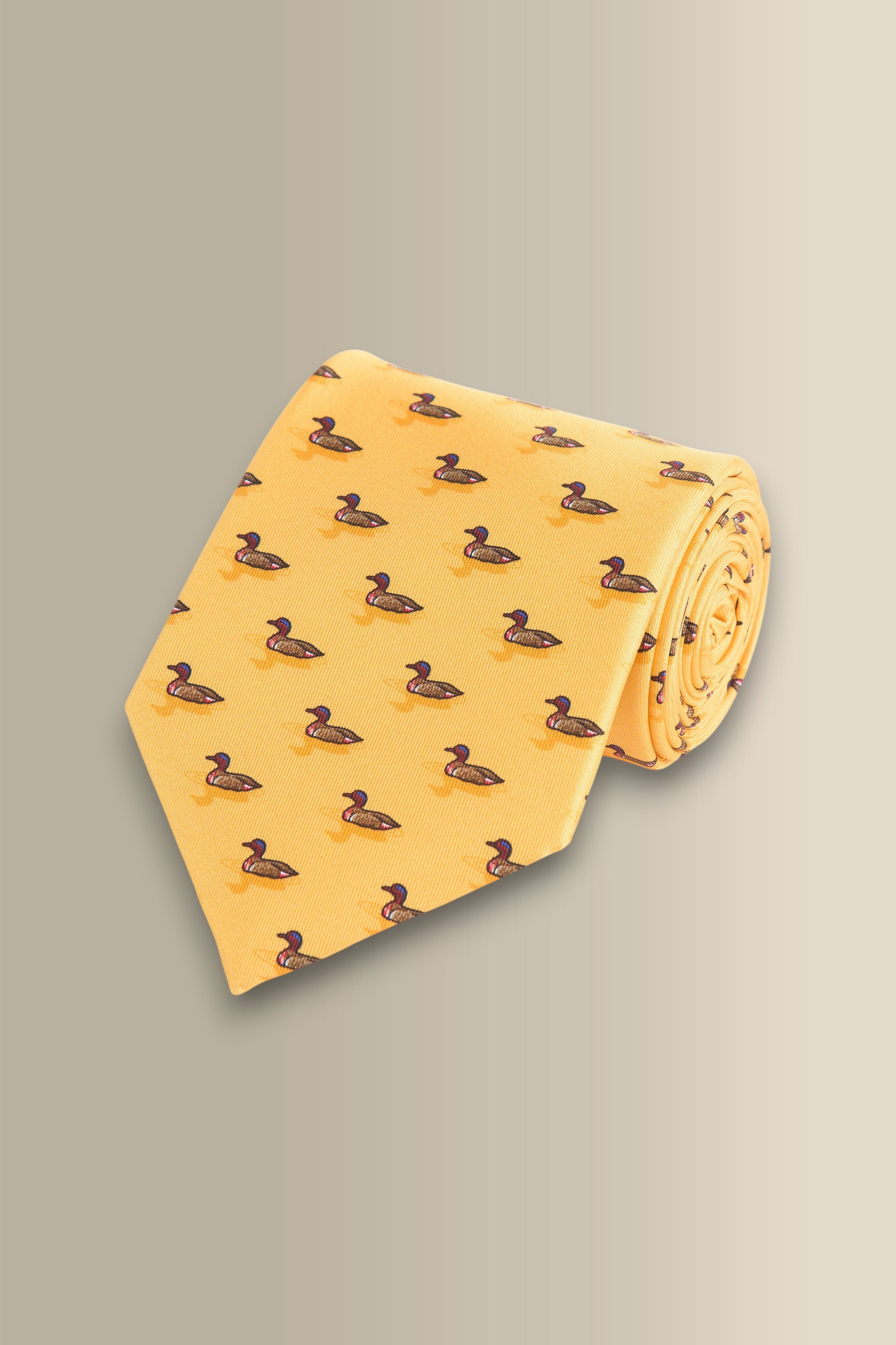 Yellow Duck Printed Silk Tie