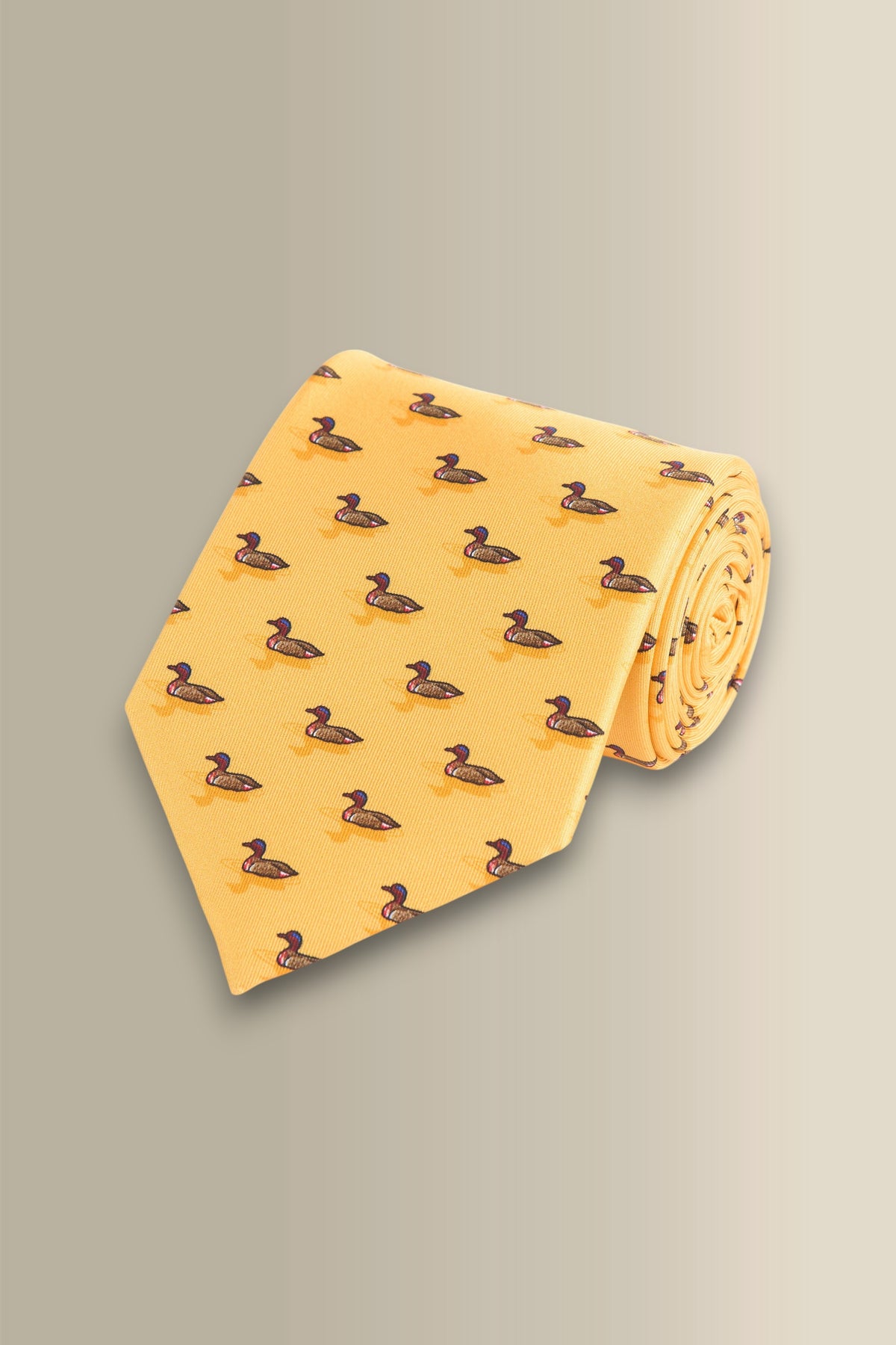 Yellow Duck Printed Silk Tie