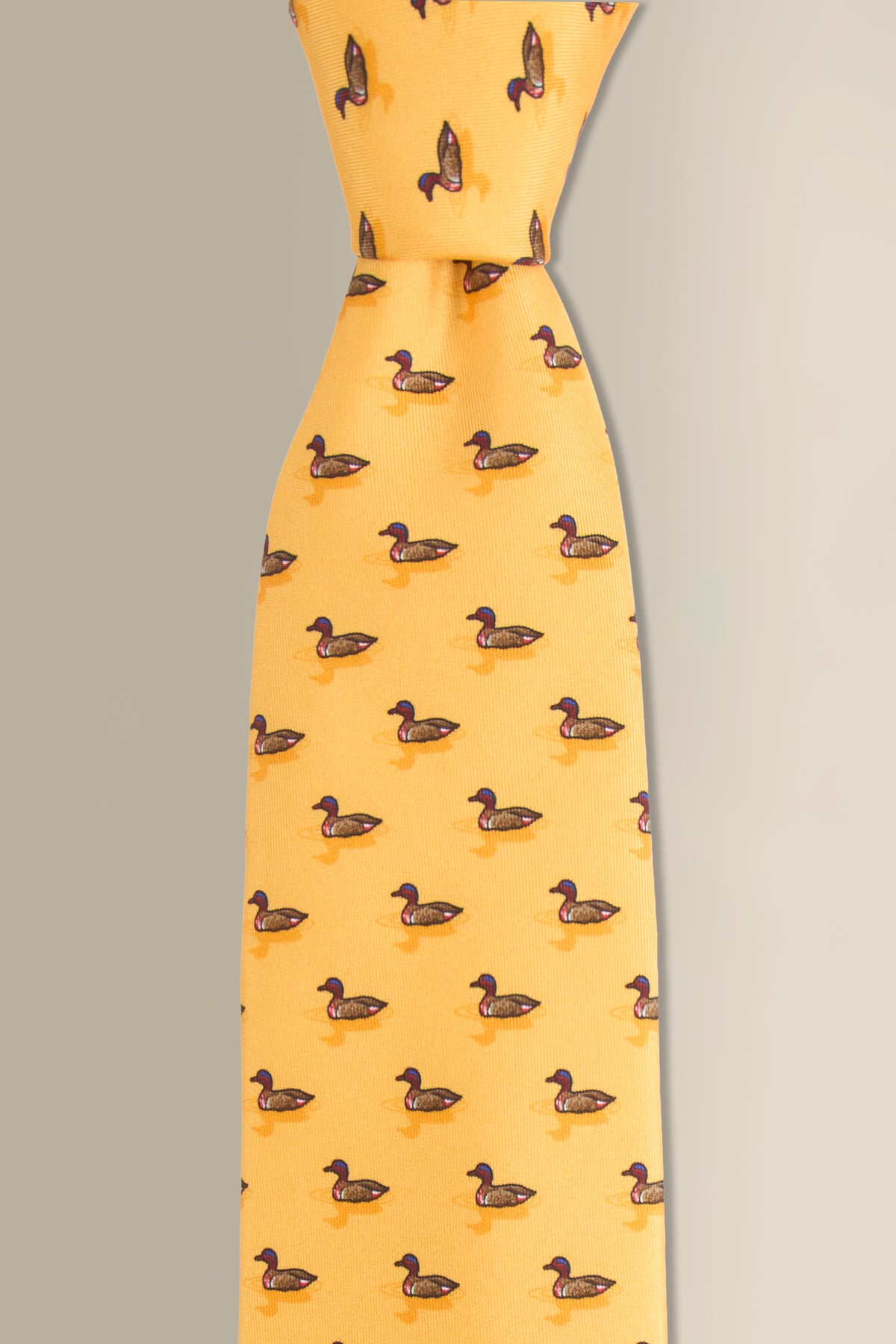 Yellow Duck Printed Silk Tie
