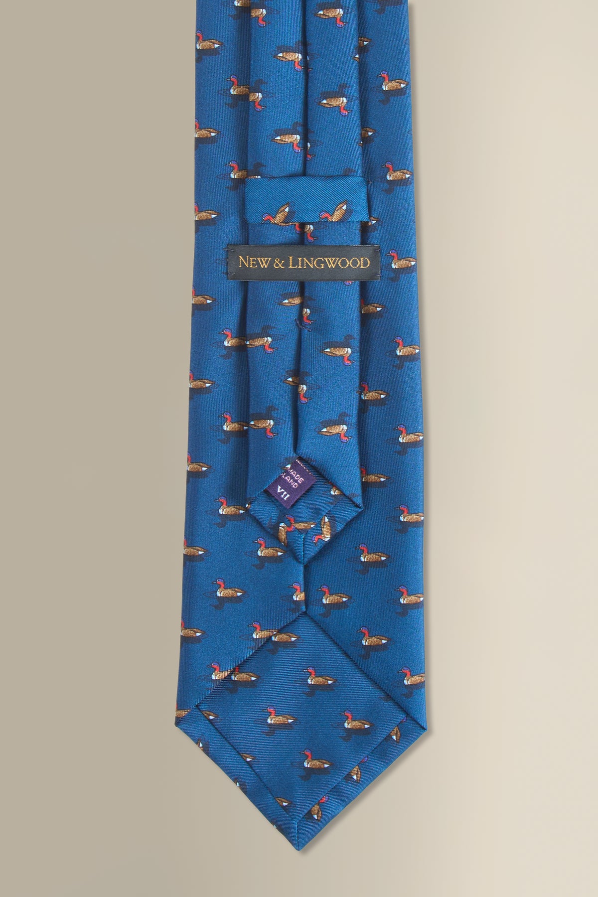 Navy Duck Printed Silk Tie
