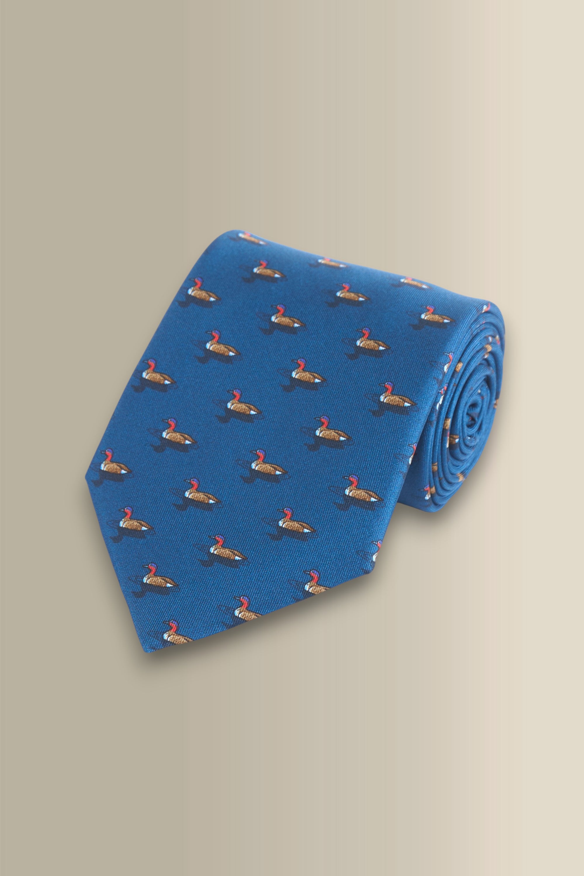 Navy Duck Printed Silk Tie